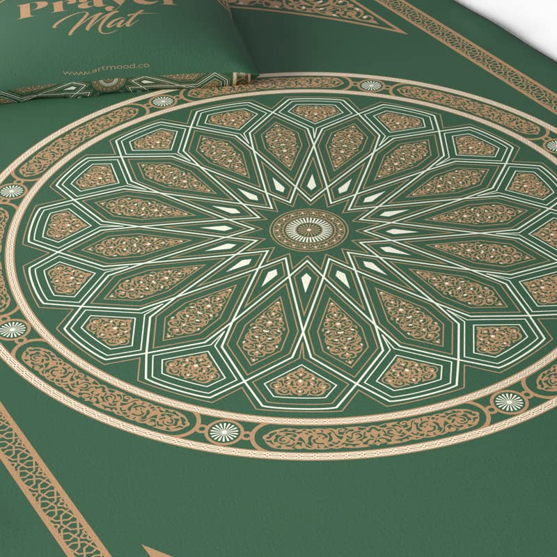 Velvet Prayer Mat in a rich Green, 68x117 cm, a luxurious rug with an elegant dome design, made from soft velvet to provide a comfortable surface for your daily prayers