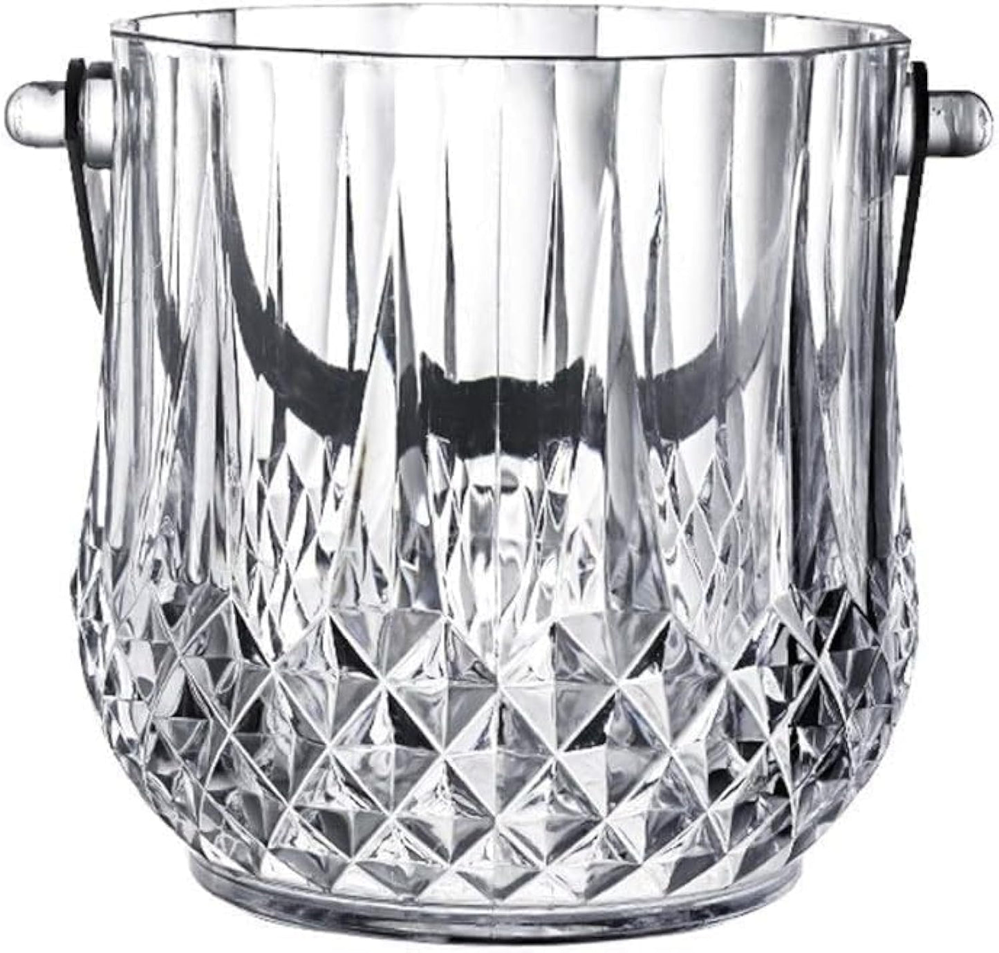Glass Crystal Ice Bucket with Clips, Premium Clear Design, Elegant for Parties, Weddings, and Events, Durable and Versatile for Ice Storage and Serving