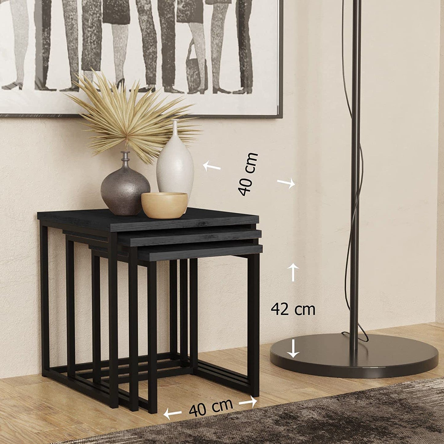 Metal Telescopic 3 Piece Black