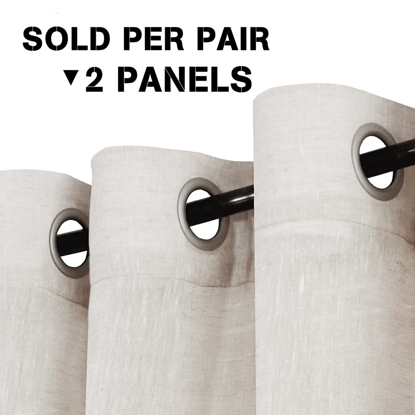 Semi-Transparent Natural Linen Curtains with Elegant Sheer Fabric and Steel Grommets - 1 Piece