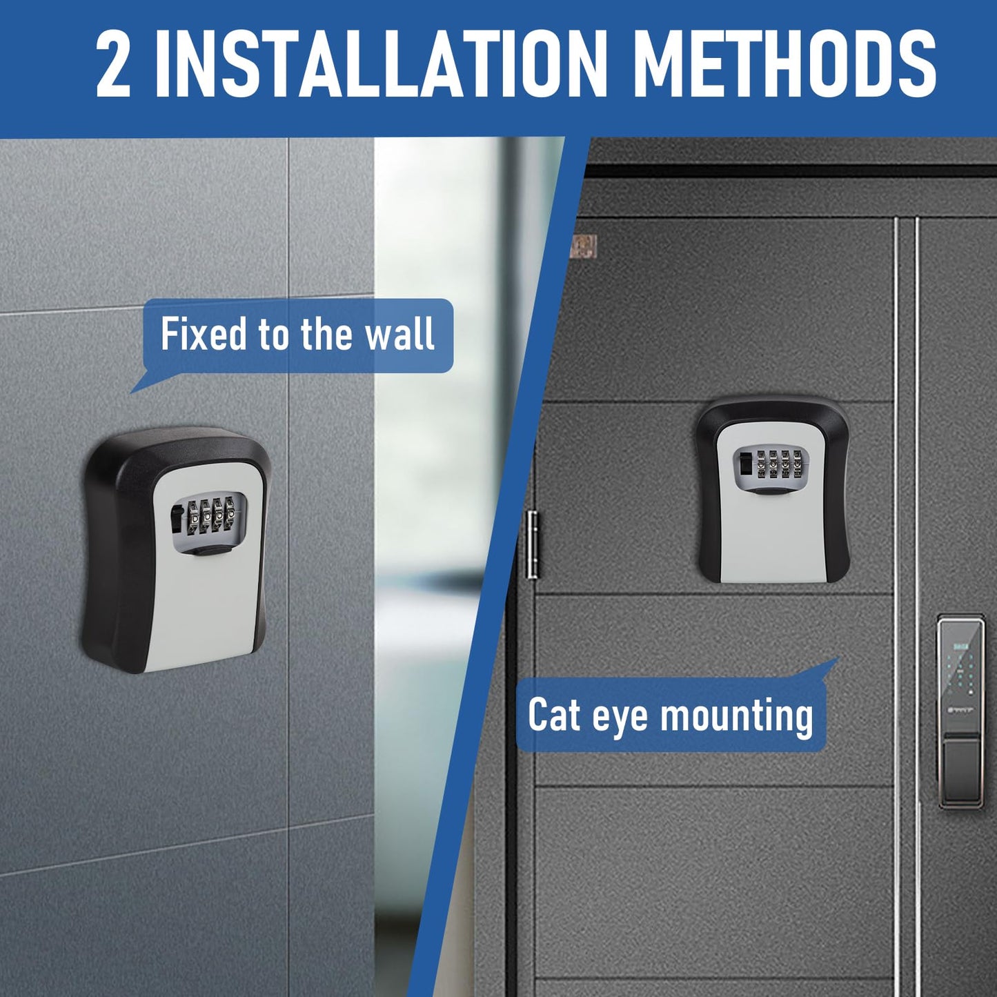 Key Lock Box Wall Mounted, 4 Digit Combination Lockbox for Outside House Keys,Key Safe Security Storage Lock Box 5 Keys Large Capacity with Resettable Code for Indoor Outdoor Garage Weatherproof