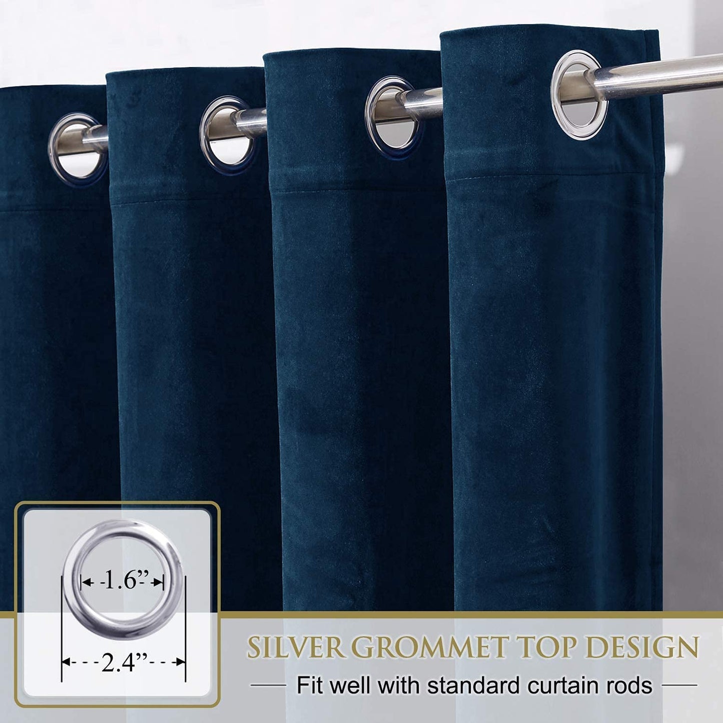 Elegant Velvet Curtains - Thermal Insulated Curtains for Living Room,steel Grommets - Light Blocking Shades - 2 panels