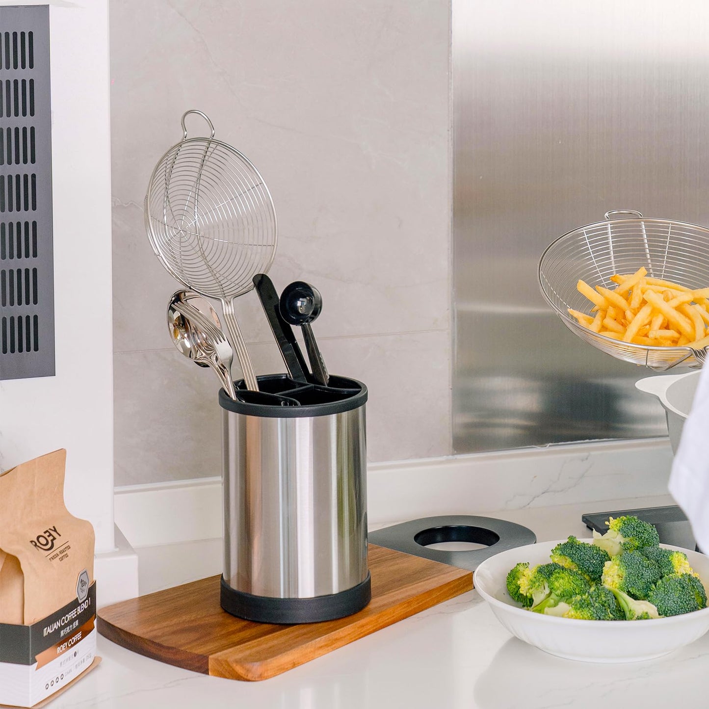 Rotating Utensil Crocks,360° Rotating Storage Rack, Rotary Stainless Steel Kitchenware Storage Bucket, Basic Kitchen Container for Kitchen Countertops, Kitchenware Holder for Kitchen Countertops