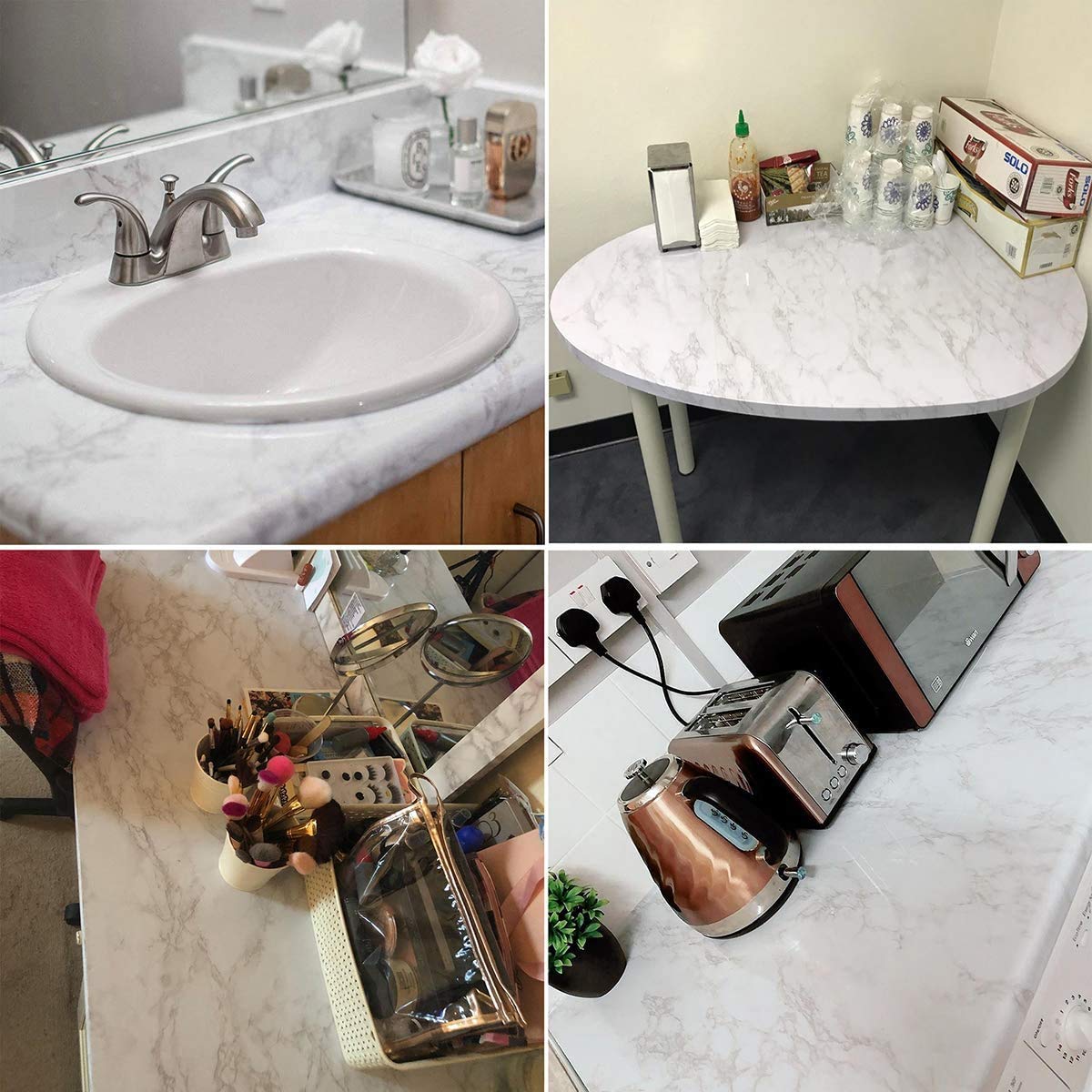 ورق جدران رخامي من مادة البولي فينيل كلوريد (PVC) - مقاوم للماء، ذاتي اللصق، لتغطية الجدران والأثاث، لأسطح المطبخ والخزائن والطاولات وديكورات المنزل (500×60 سم)