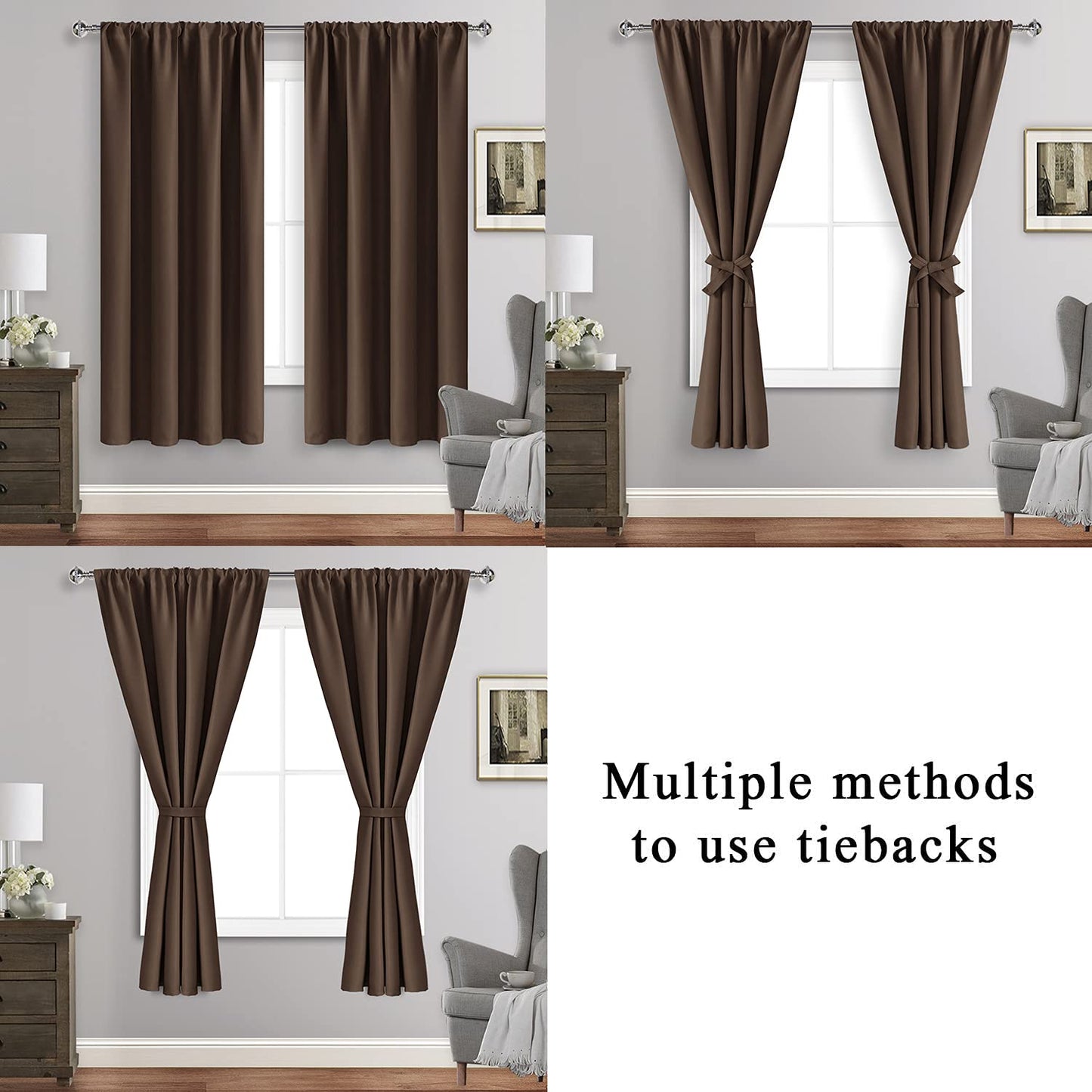 Blackout Curtains for Bedroom - Thermal Insulated Room Darkening Noise Reducing- cover pocket design - 1 panel with tie-pack