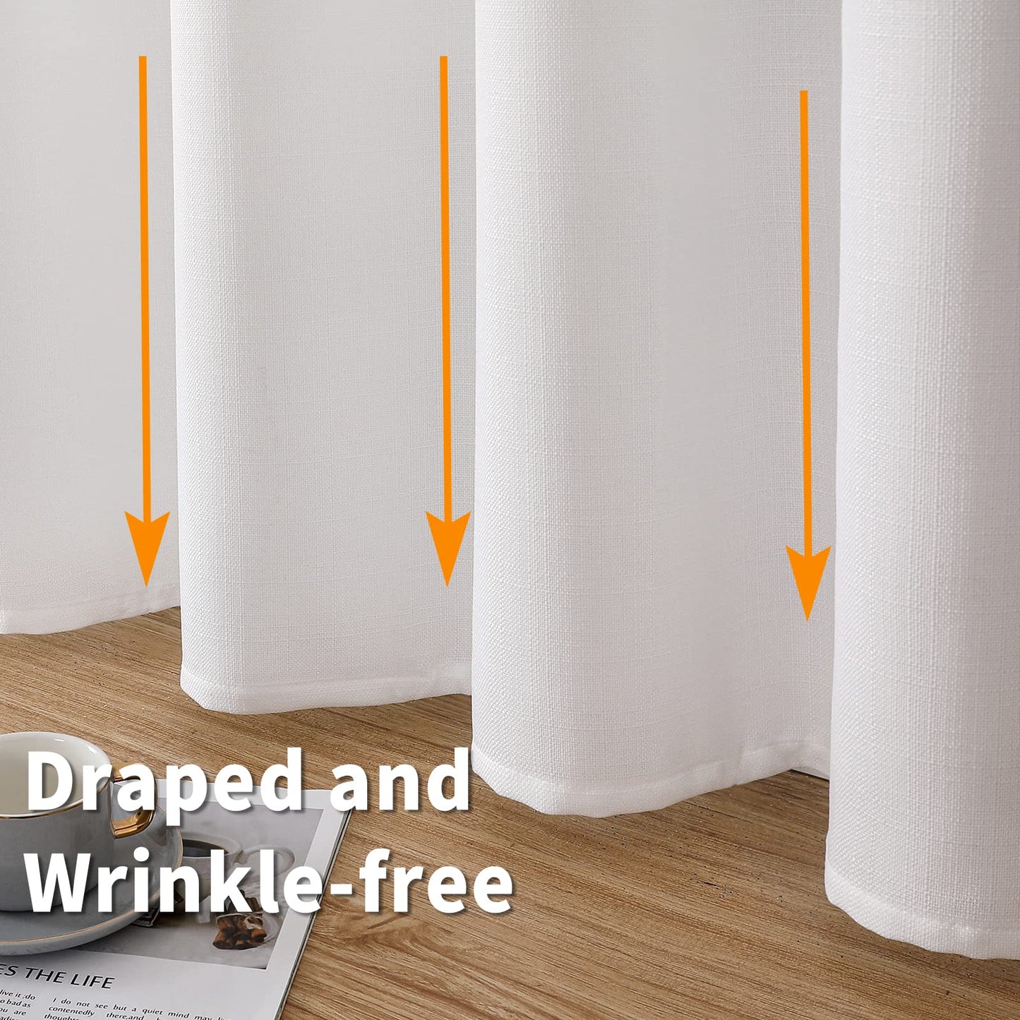 Natural Linen Curtains -Semi Transparent Sheer -Soft And Durable Fabric -For Living Rooms And Bedroom Steel Grommets -Two Pieces