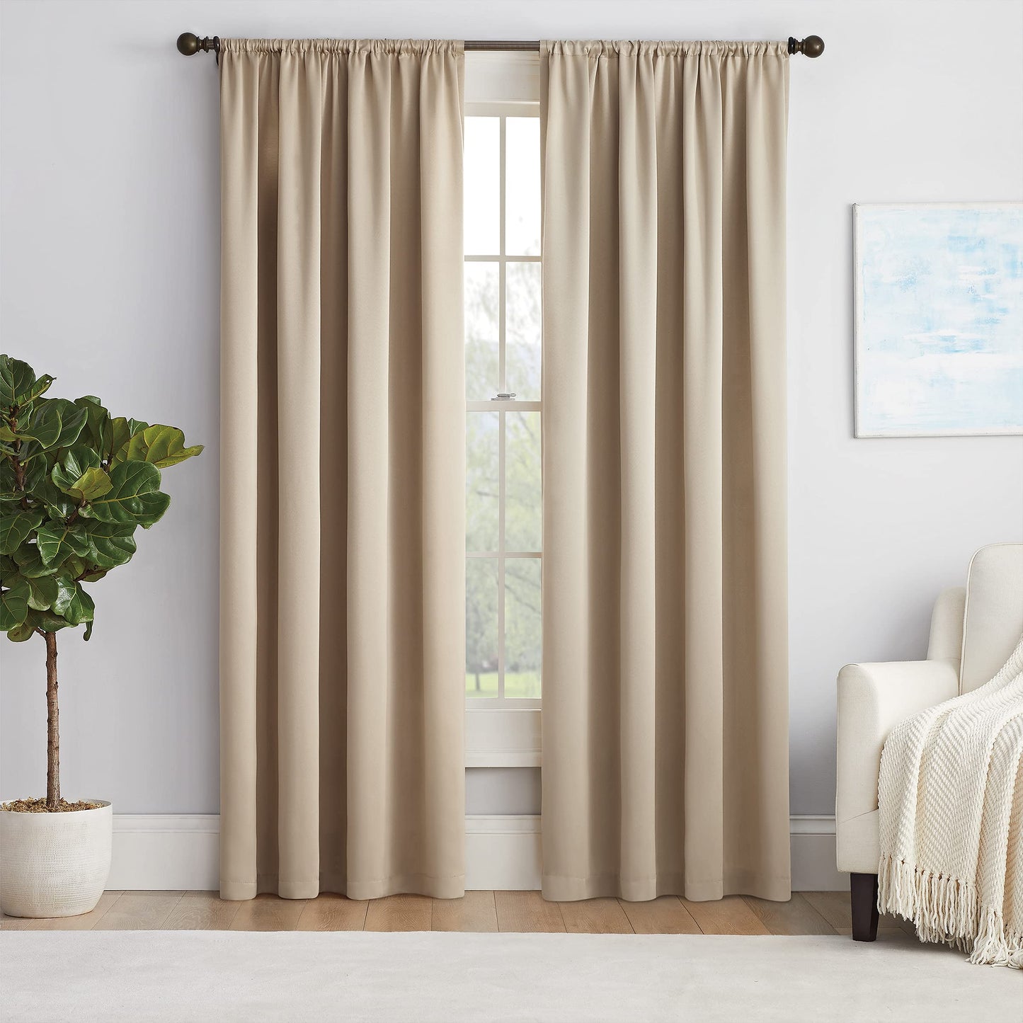 Blackout Curtains for Bedroom - Thermal Insulated Room Darkening Noise Reducing- cover pocket design - 1 panel with tie-pack