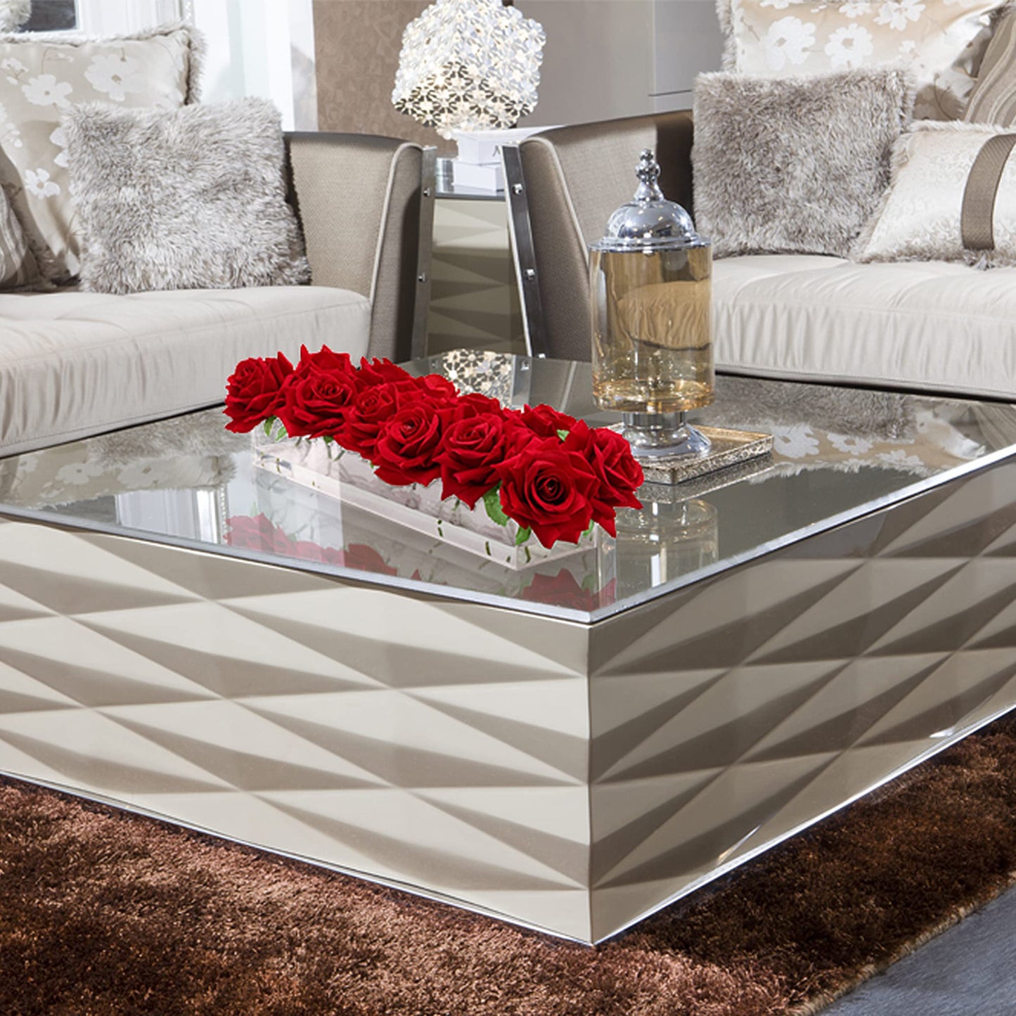 Long Rectangular Flower Vase, Clear Acrylic 40cm Centerpiece for Dining Table, Home Decoration, or Wedding Floral Arrangements, Modern Tabletop Vase for Living Room and Events, Clear