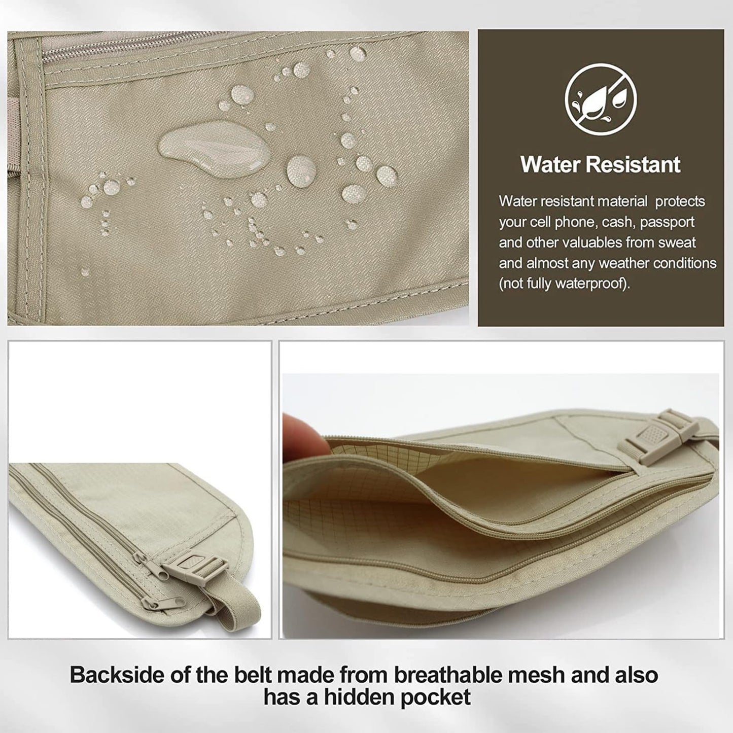 Travel Money Belt Blocking Security Pouch – Hidden Waist Fanny Anti-Theft Passport Holder with Adjustable Strap – Undercover Travel Wallet for Cash, Cards & Documents