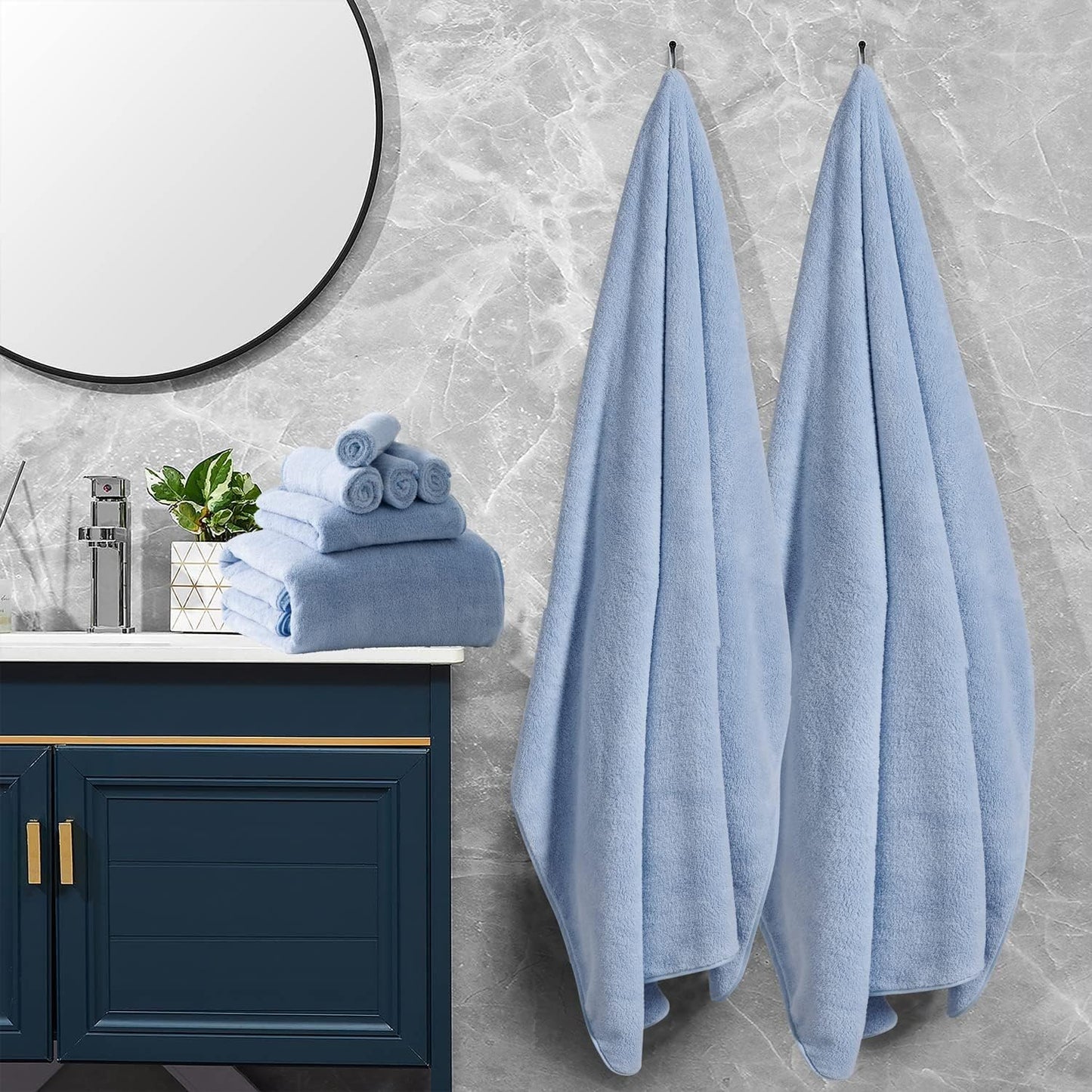 INtex HOME Bath Towel, Highly Absorbent & Soft 100% Cotton, Quick-Drying Hotel Quality Sheet, 1 Piece, 140W x 70L CM, Blue, For Adults Bathroom, Shower, Spa and Daily Use