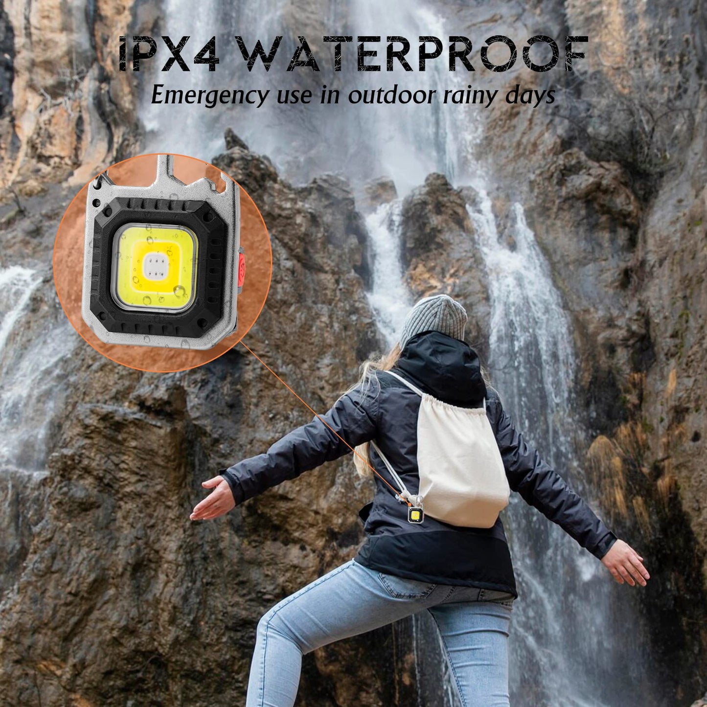 Apeso Cob Keychain Work Light, 7 Light Modes Mini Pocket Flashlight High Lumens Led Bright, Small Powerful Flashlight Rechargeable, Multifunctional Tool - Window Breaker Wrench Bottle Opener (2 Pcs)