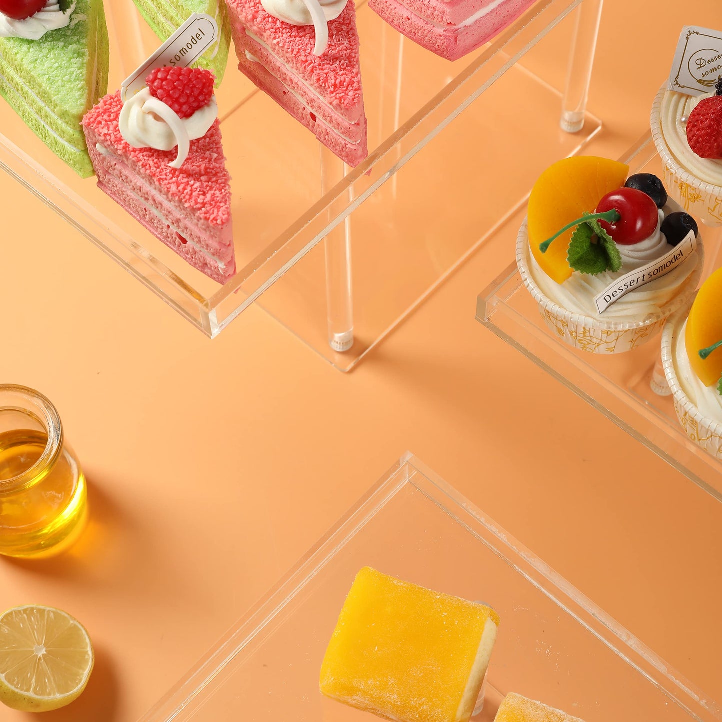 Dessert Table Display Set, 3-Piece Clear Acrylic Buffet Risers and Serving Stands, Tiered Display for Cupcakes, Pastries, Cookies, Treats and Party Food Presentation, 3 Sizes, Clear