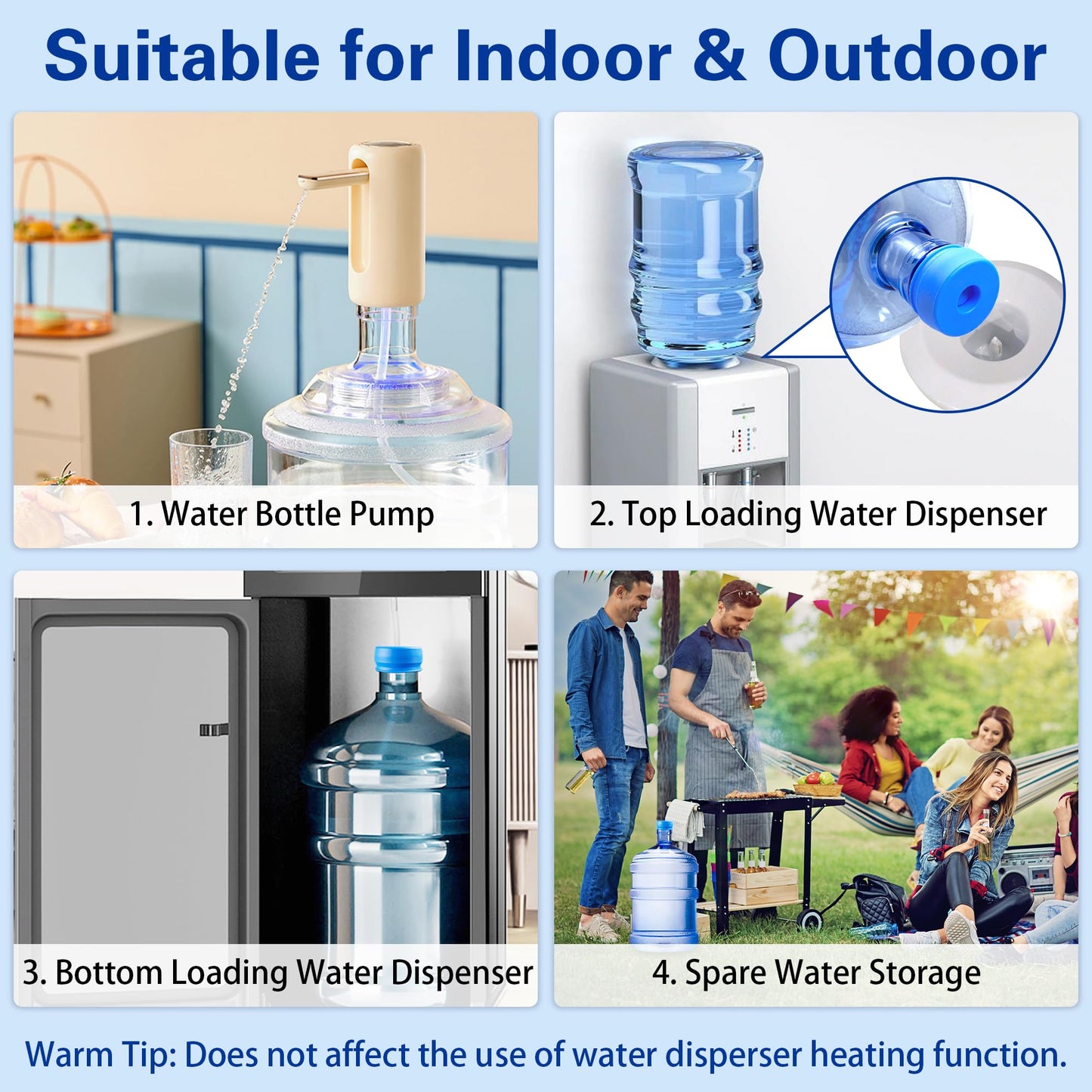 Gofriipai 3 and 5 Gallon Water Jug Cap, Silicone Reusable Replacement Cap, Non Spill Bottle Caps for 55mm Bottle Water Dispenser Caps - Pack of 3