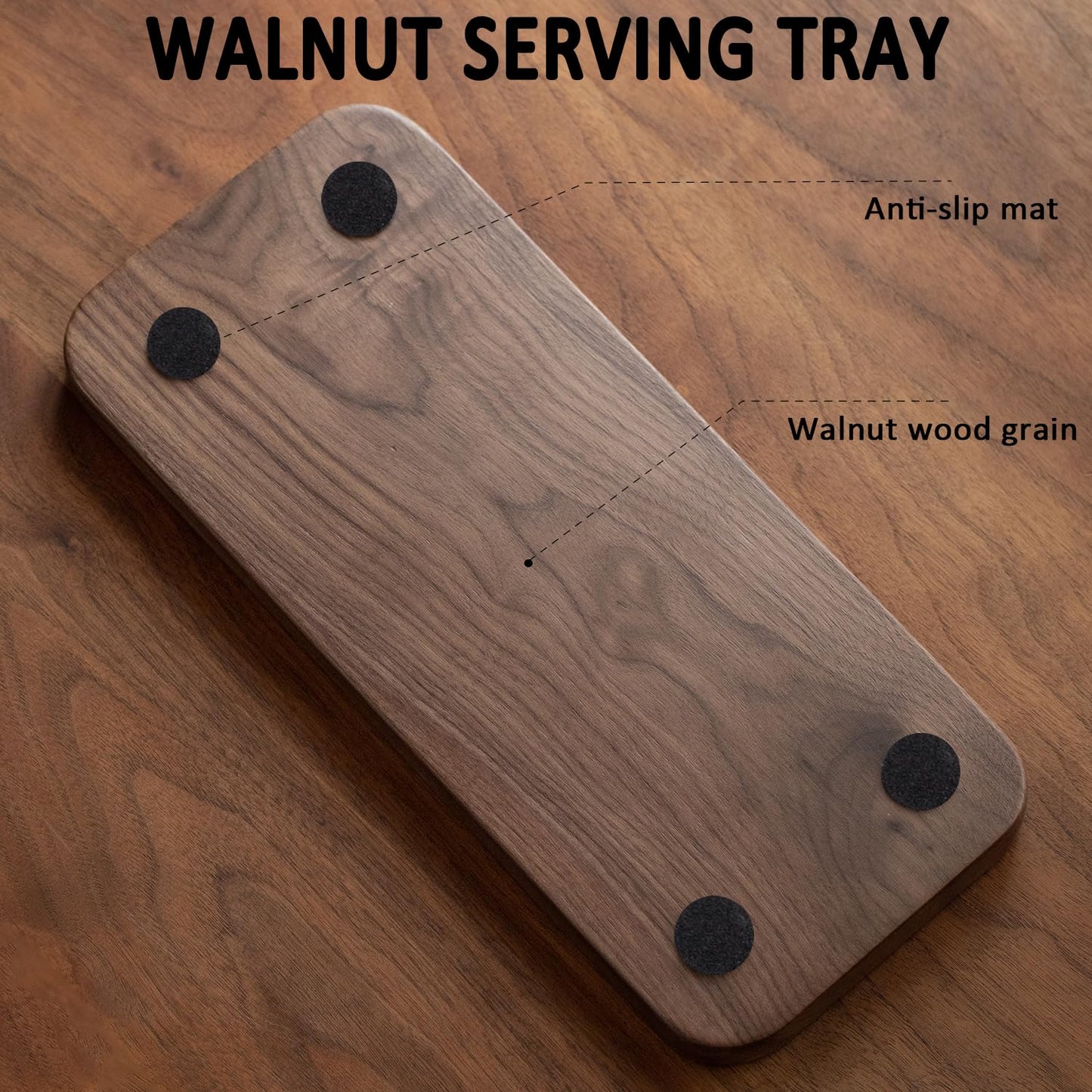 Solid Wood Serving Tray, Rectangular 30x13cm Platter for Bathroom, Tea, Coffee, Snacks or Dinner Use, Rustic Wooden Display Tray for Home, Vanity, Spa or Kitchen Countertop - Brown
