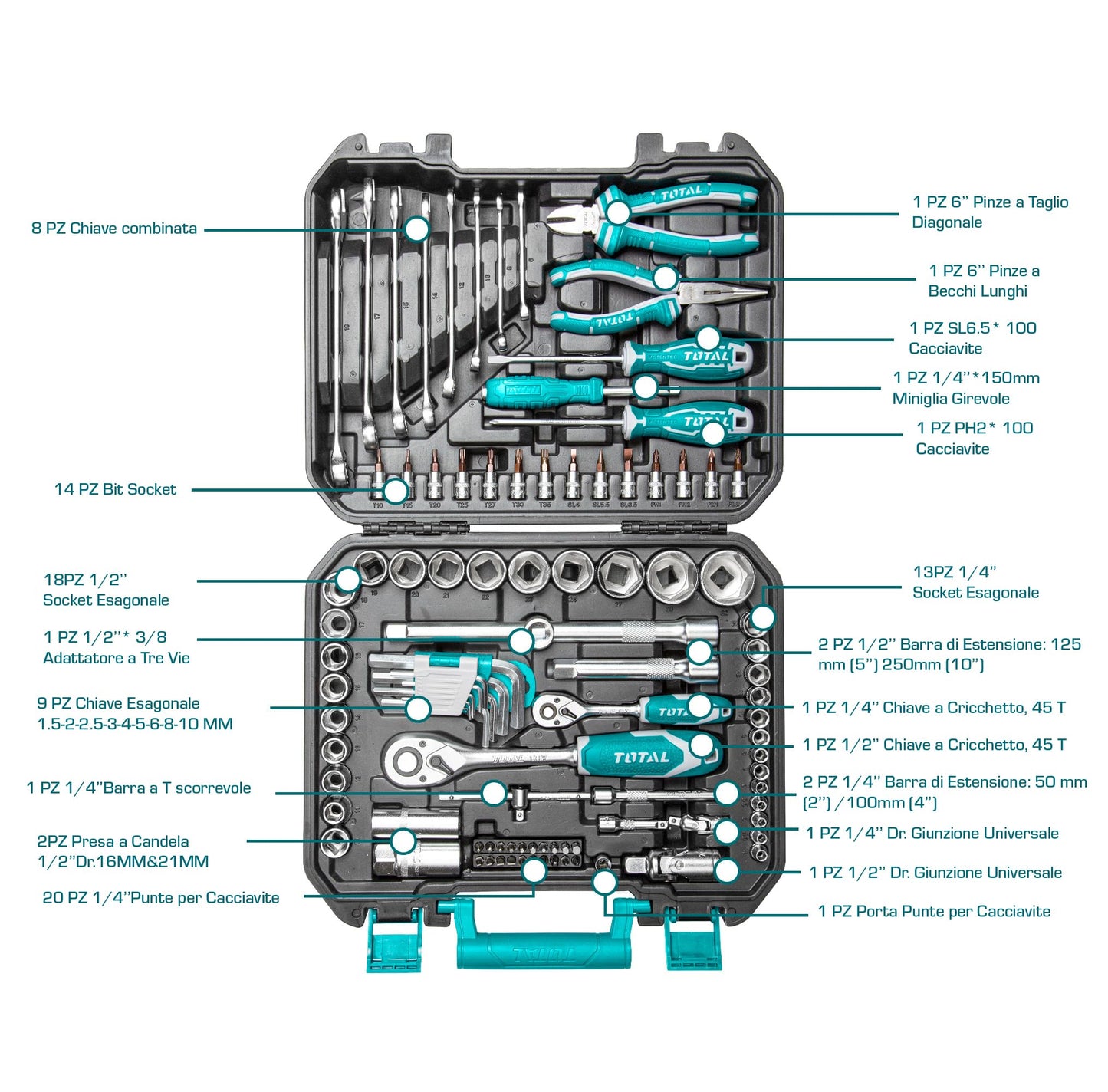 TOTAL THKTHP21006 100 Pcs Tools Set
