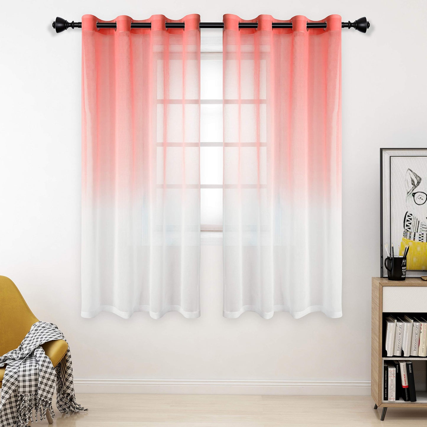 Luxury Voile Curtains - Gradient colours - Steel Grommets - 1 Piece