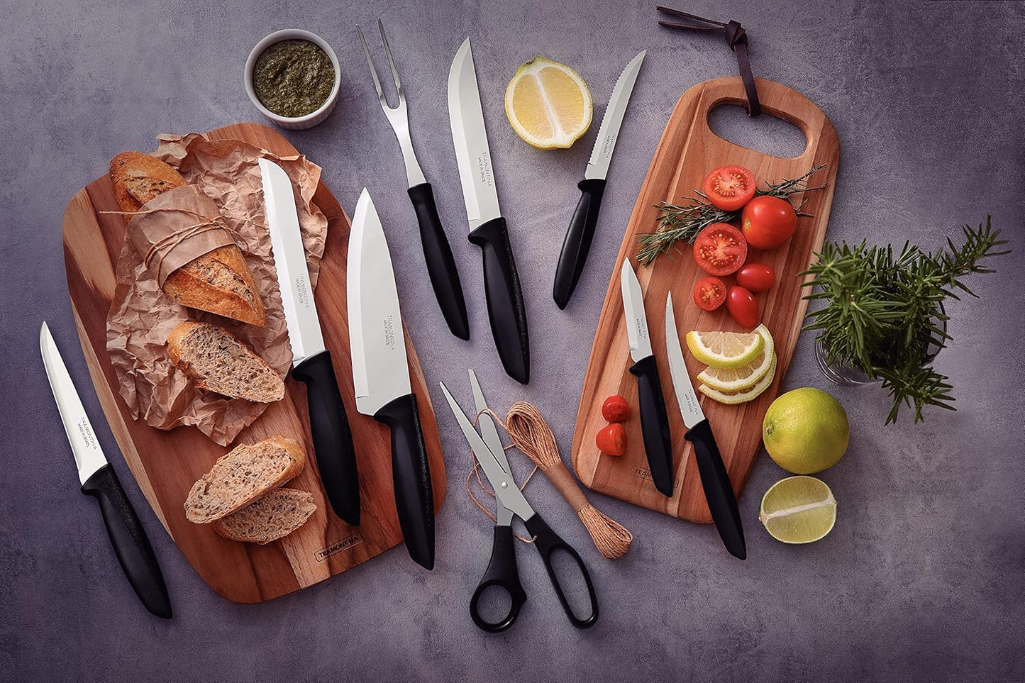 Plenus 5 Inches Fruit Knife with Stainless Steel Blade and Black Polypropylene Handle - Pack of 12