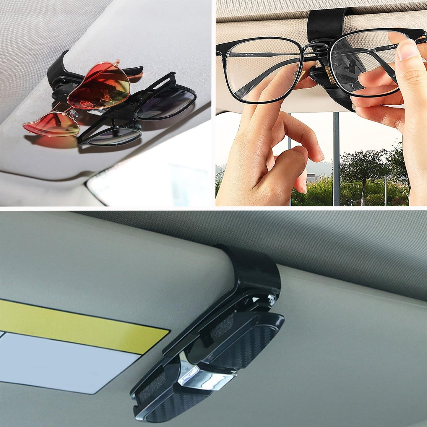 aqlbhz 2Pcs Sunglasses Holder For Car Car Glasses Holder Sun Visor Sunglasses With Card Clip Vehicle Glasses Clips Sunglasses Holder With 180 Degree Rotational Ticket Card Clip Holder