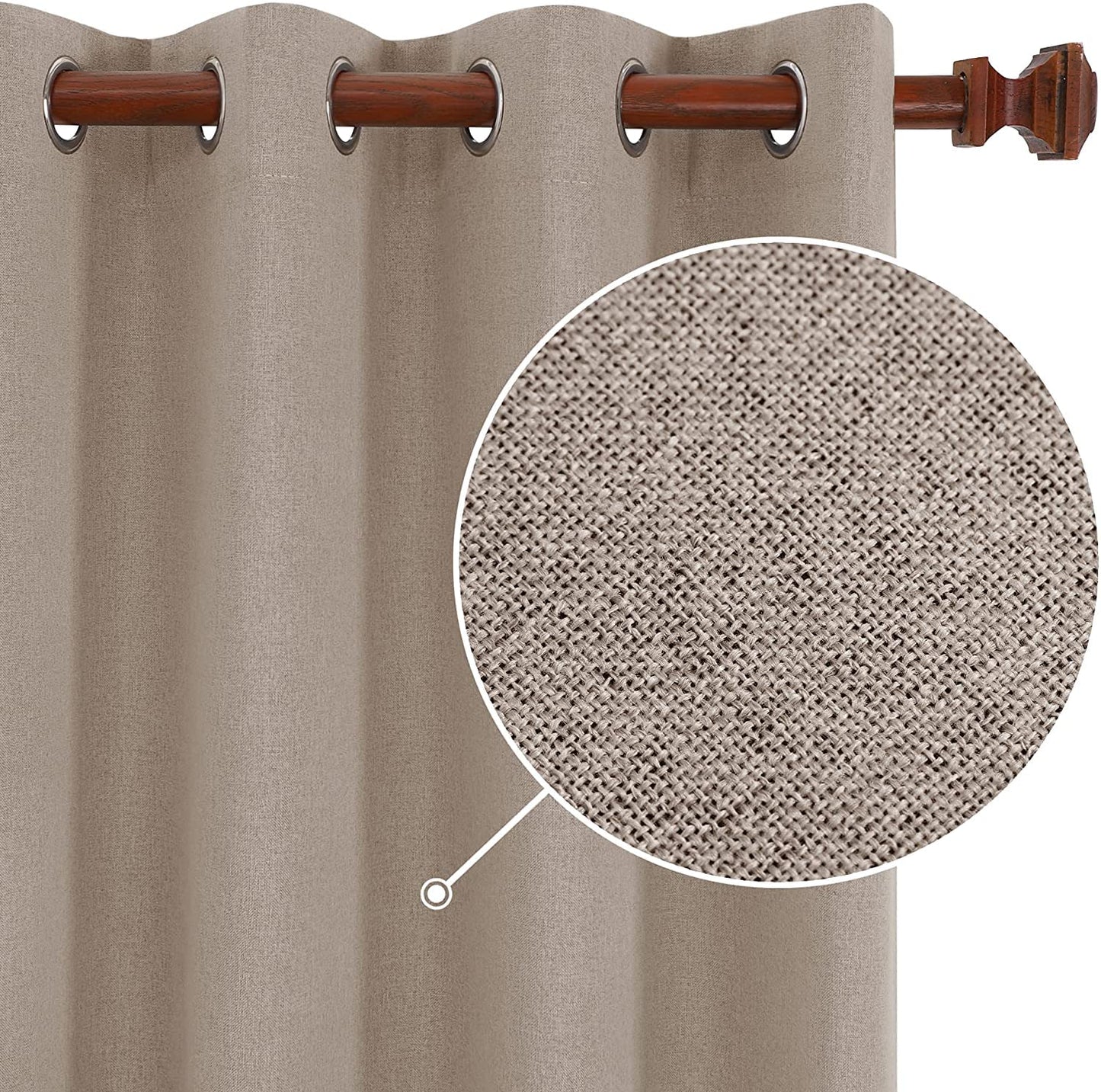 Linen Blackout curtains - 100% Blackout - sun zero - Fully Darkness for Room - thermal insulated fabric - silver steel Grommets - 1 Piece