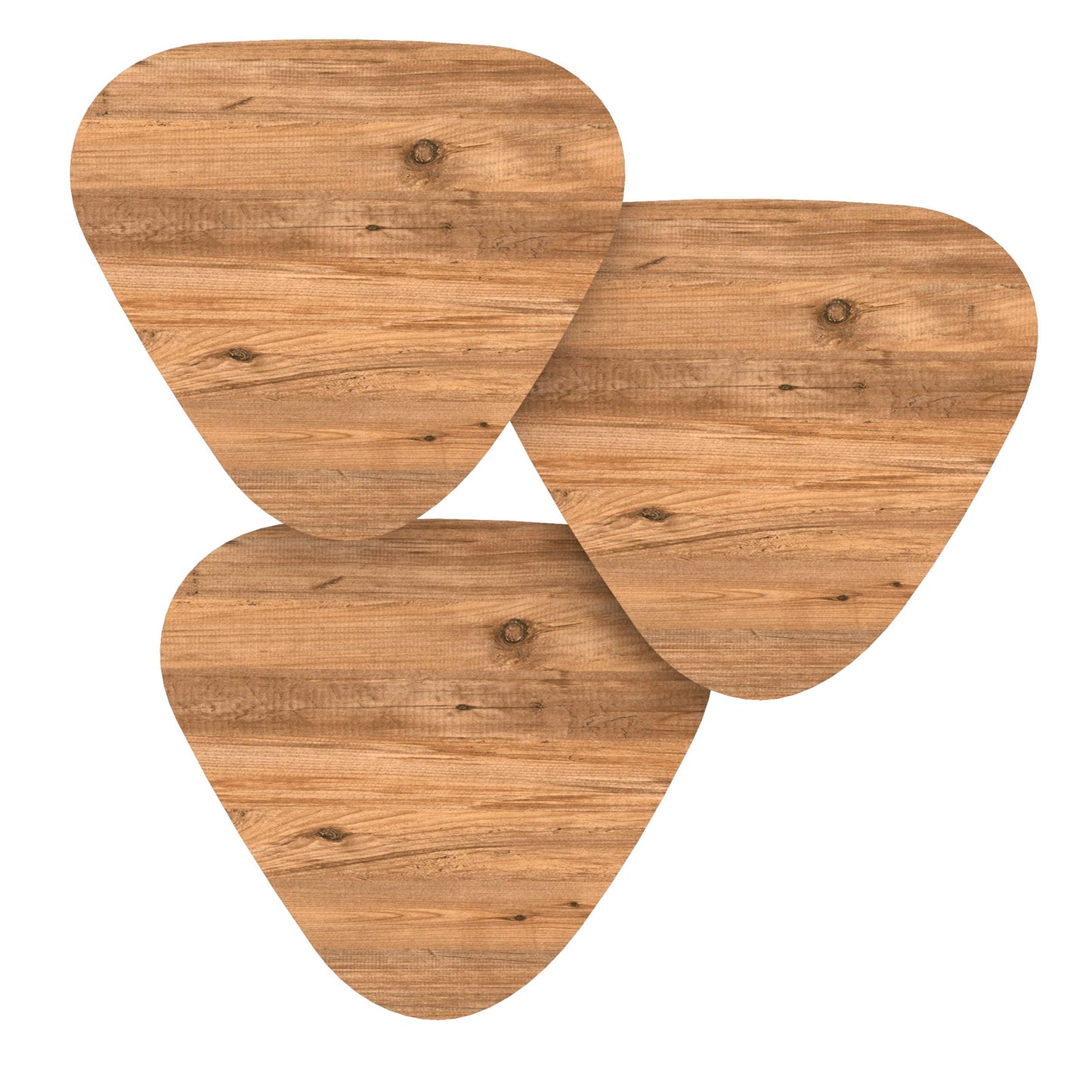 Set of 3 Pine Wood Triangle Nesting End Tables Round Wood Stacking Coffee Side Accent Table with Metal Legs for Living Room, Home Office, Nightstands for Bedroom