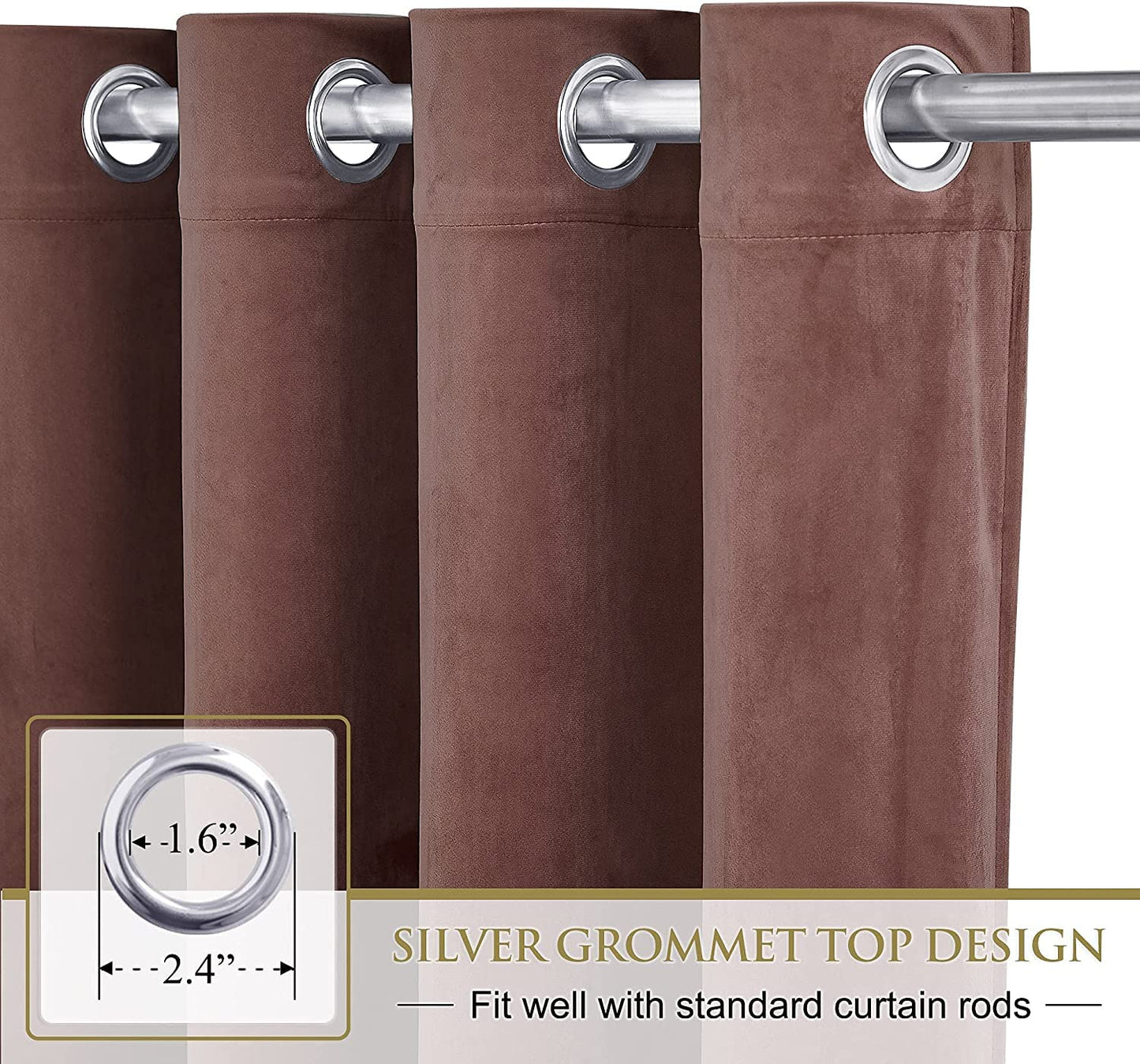 Elegant Velvet Curtains - Thermal Insulated Curtains for Living Room,steel Grommets - Light Blocking Shades - 2 panels