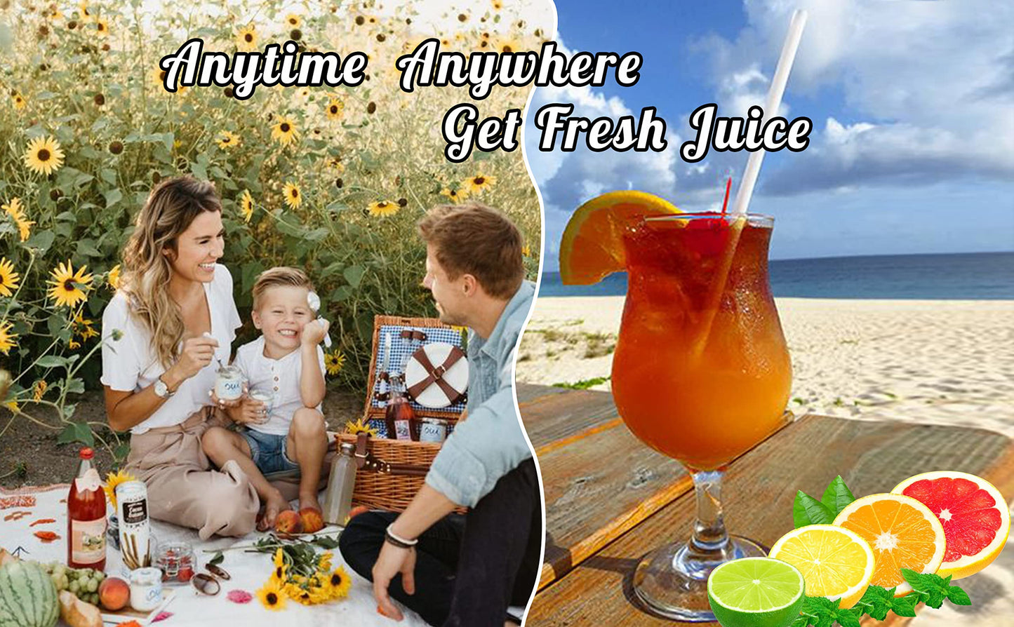 Migecon Citrus juicer, electric orange squeezer with powerful motor and usb charging cable, juicer extractor, lime juicer, suitable for orange, citrus, apple, grapefruit and pear.