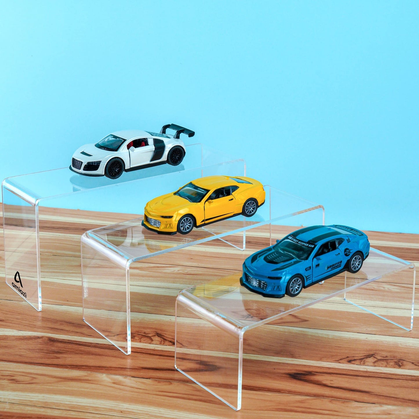 Clear Acrylic Display Riser Set of 6, 3 Sizes of Transparent Showcase Stands for Cupcakes Shoes Jewelry Cosmetics and Party Decor, Polished Edges for Elegant Display Use