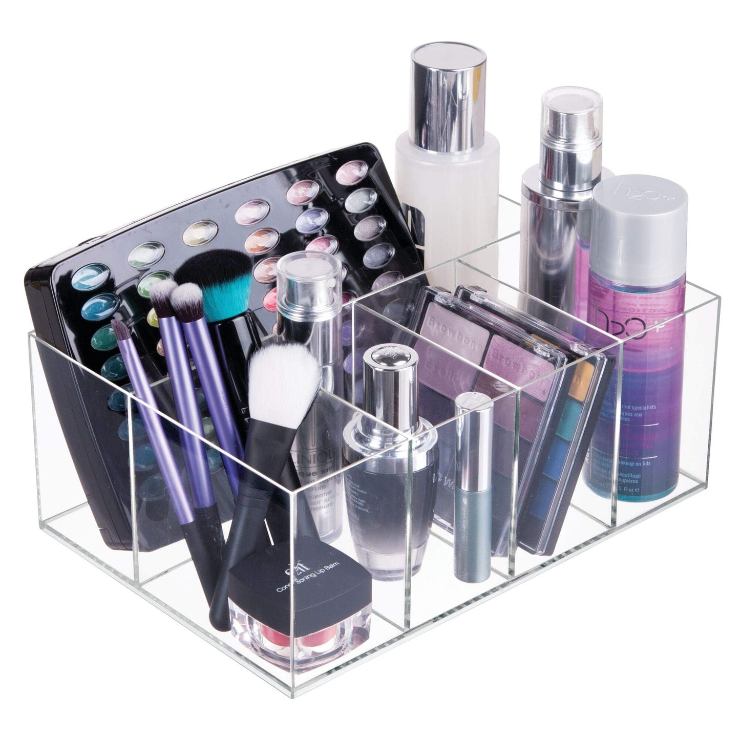 5-Compartment Bathroom Storage Organizer, Clear Plastic Countertop Organizer from The Clarity Collection for Makeup, Skincare, and Toiletries, Compact and Durable Design, Clear