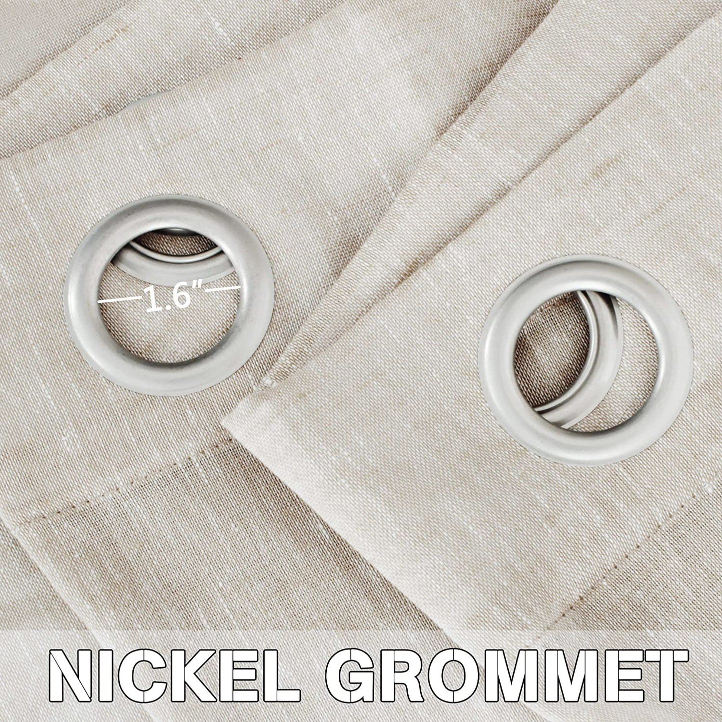 Semi-Transparent Natural Linen Curtains with Elegant Sheer Fabric and Steel Grommets - 1 Piece