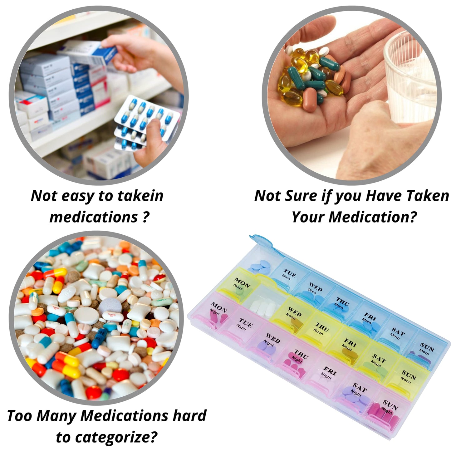 Weekly Medicine Box Organizer, 21 Slots, 3 Rows, 7-Day Pill Storage Case, Portable Tablet Holder for Travel, Daily Pill Organizer with Secure Lid, Compact Design