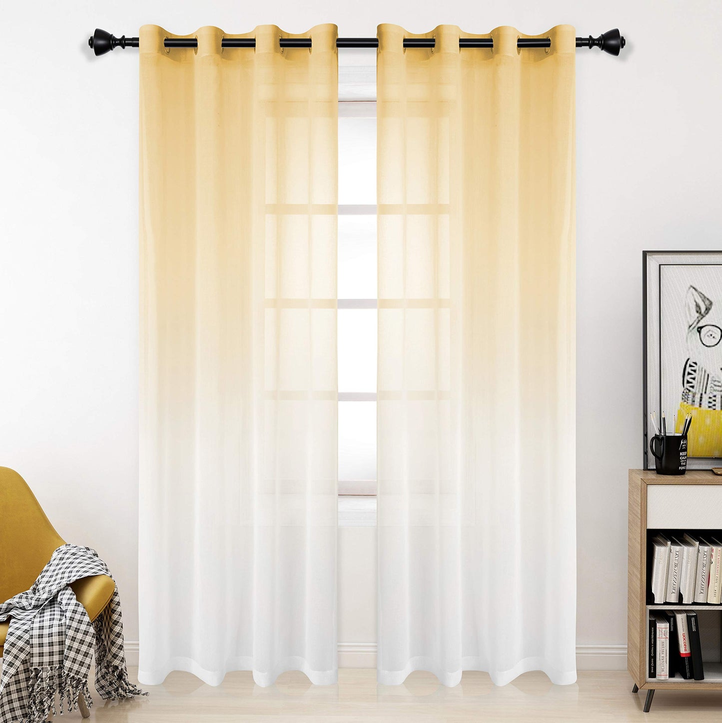 Luxury Voile Curtains - Gradient colours - Steel Grommets - 1 Piece