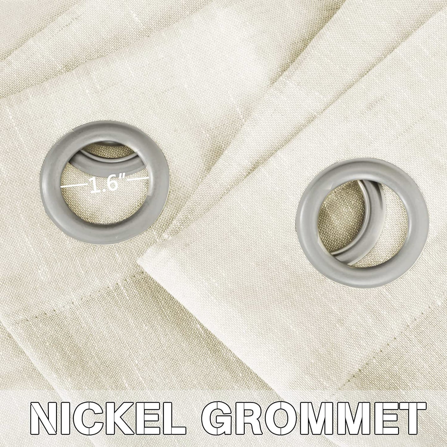 Semi-Transparent Natural Linen Curtains with Elegant Sheer Fabric and Steel Grommets - 1 Piece