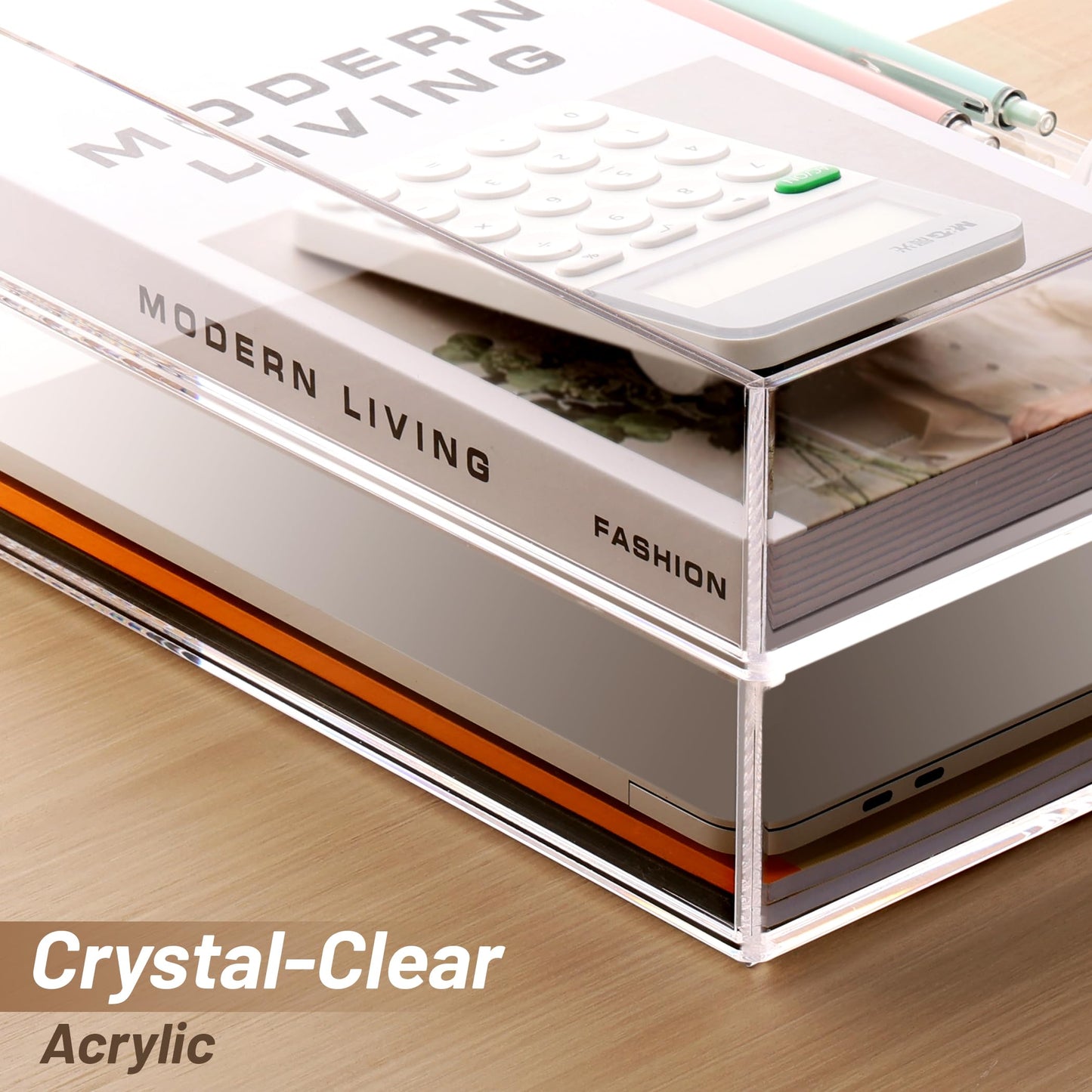 Clear Acrylic Stackable Letter Tray, 2-Pack Paper Organizer and Paper Sorter for Desk, Office, Home, and School
