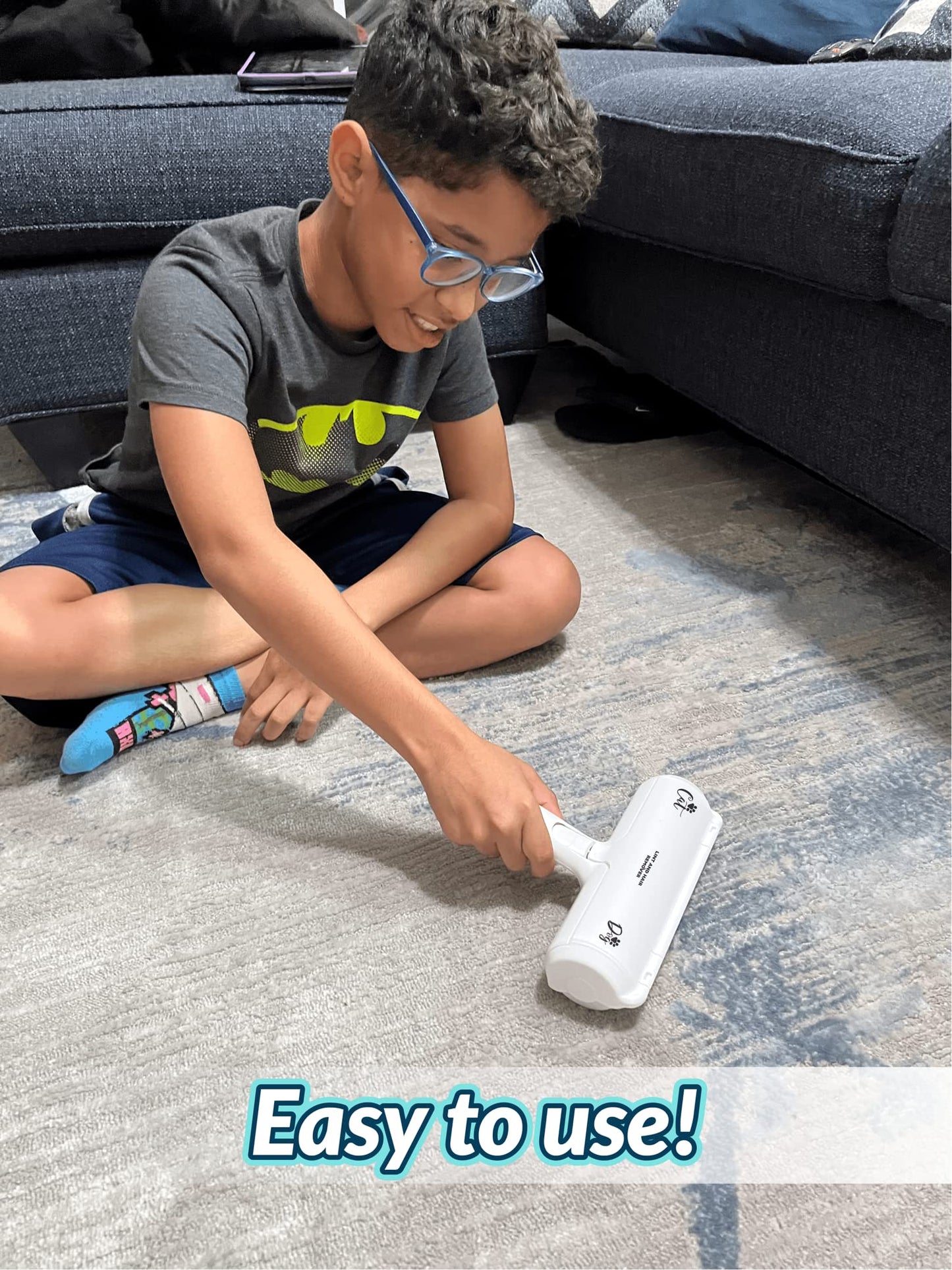 Reusable pet hair removing roller