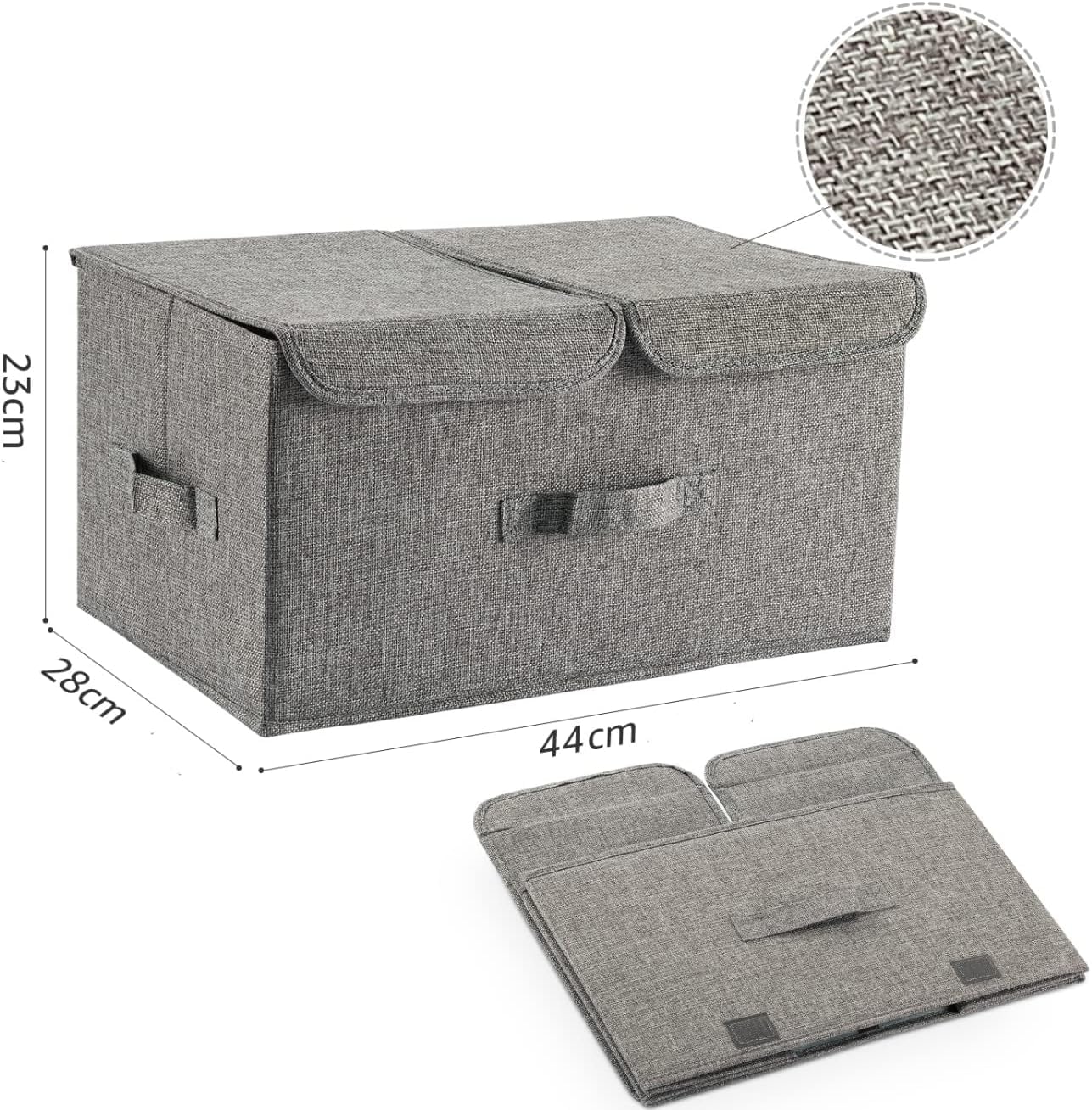 Fabric Clothes Organizer – Large Foldable Linen Storage Box with Strong Handles, Removable Divider,Durable & Spacious Closet Solution – Grey