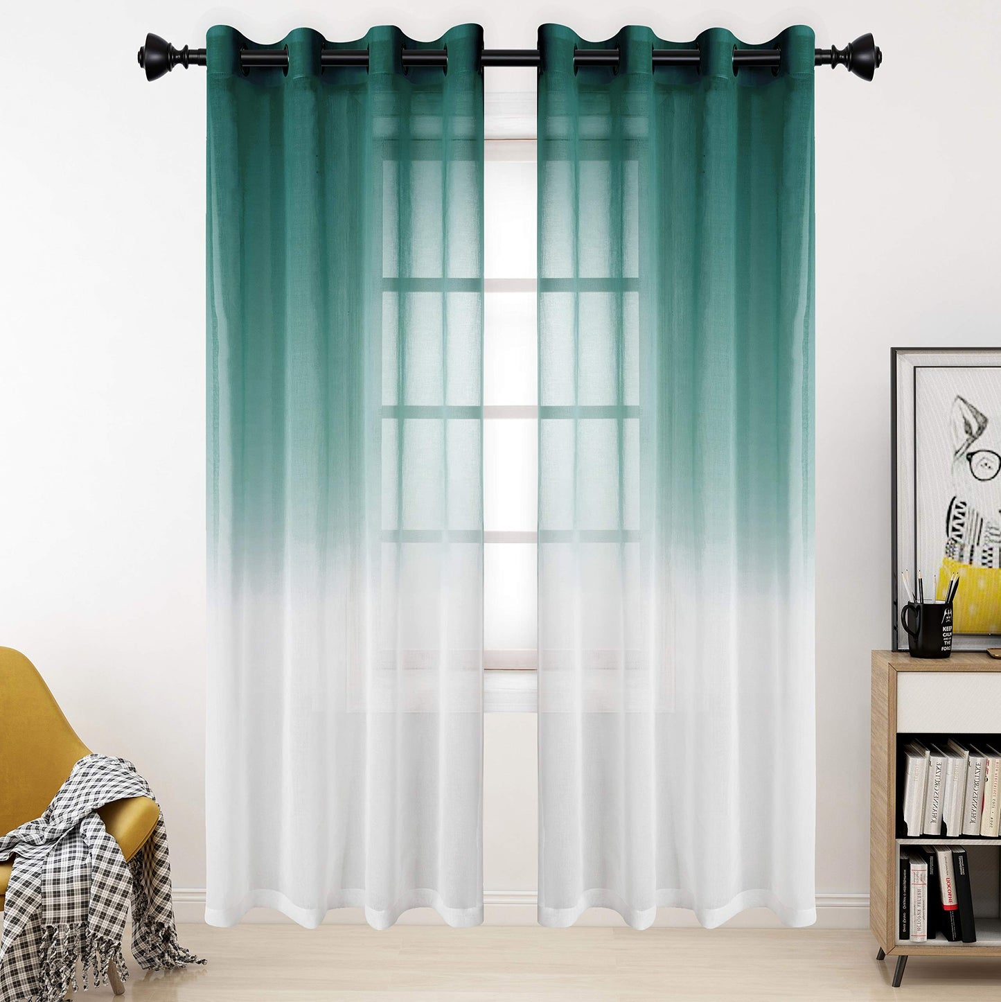 Luxury Voile Curtains - Gradient colours - Steel Grommets - 1 Piece