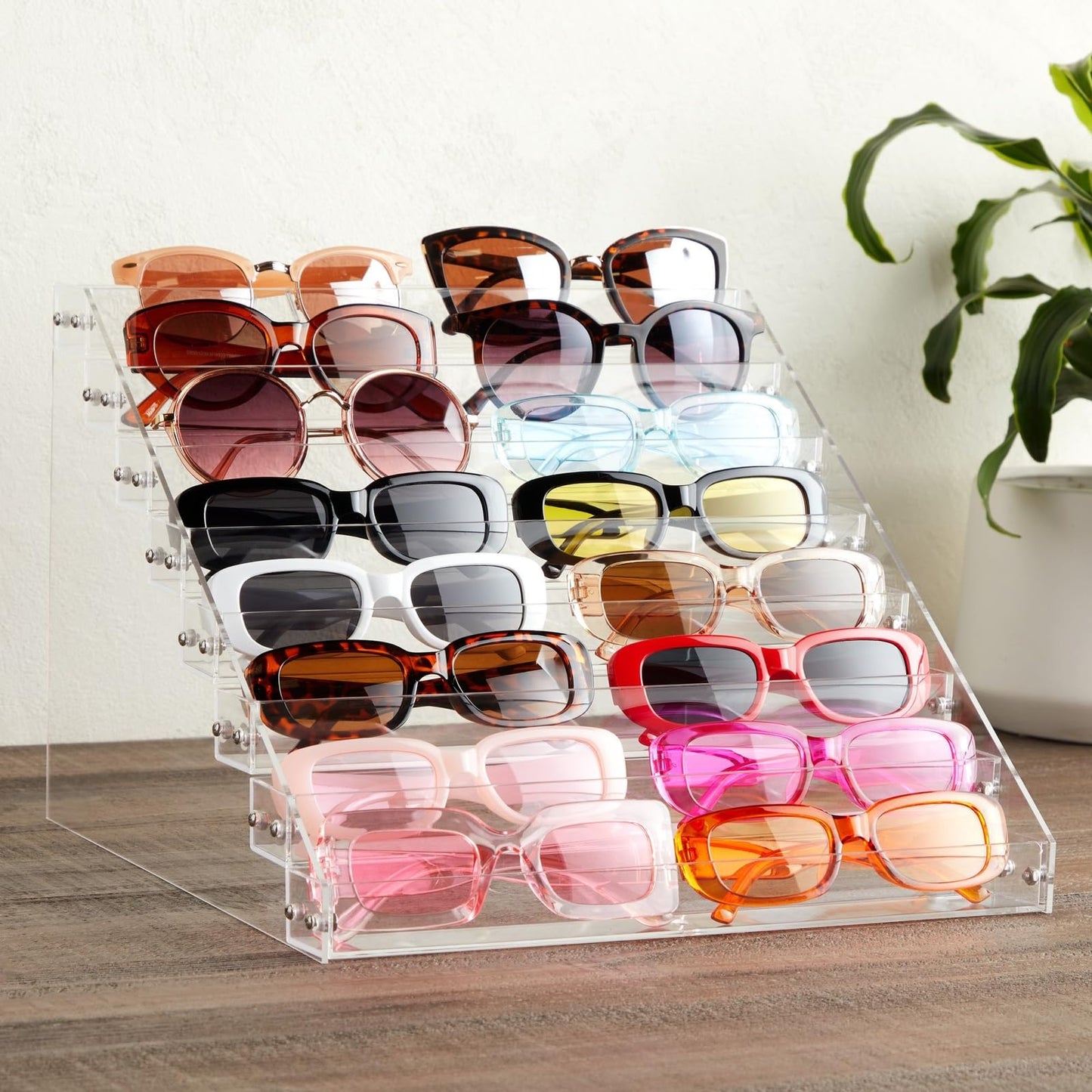 Tier Tiered Acrylic Makeup Organizer, Wide Display Rack for Lipstick, Nail Polish, and Eyeshadow, Clear Countertop Stand for Essential Oils, Paints, and Retail Displays