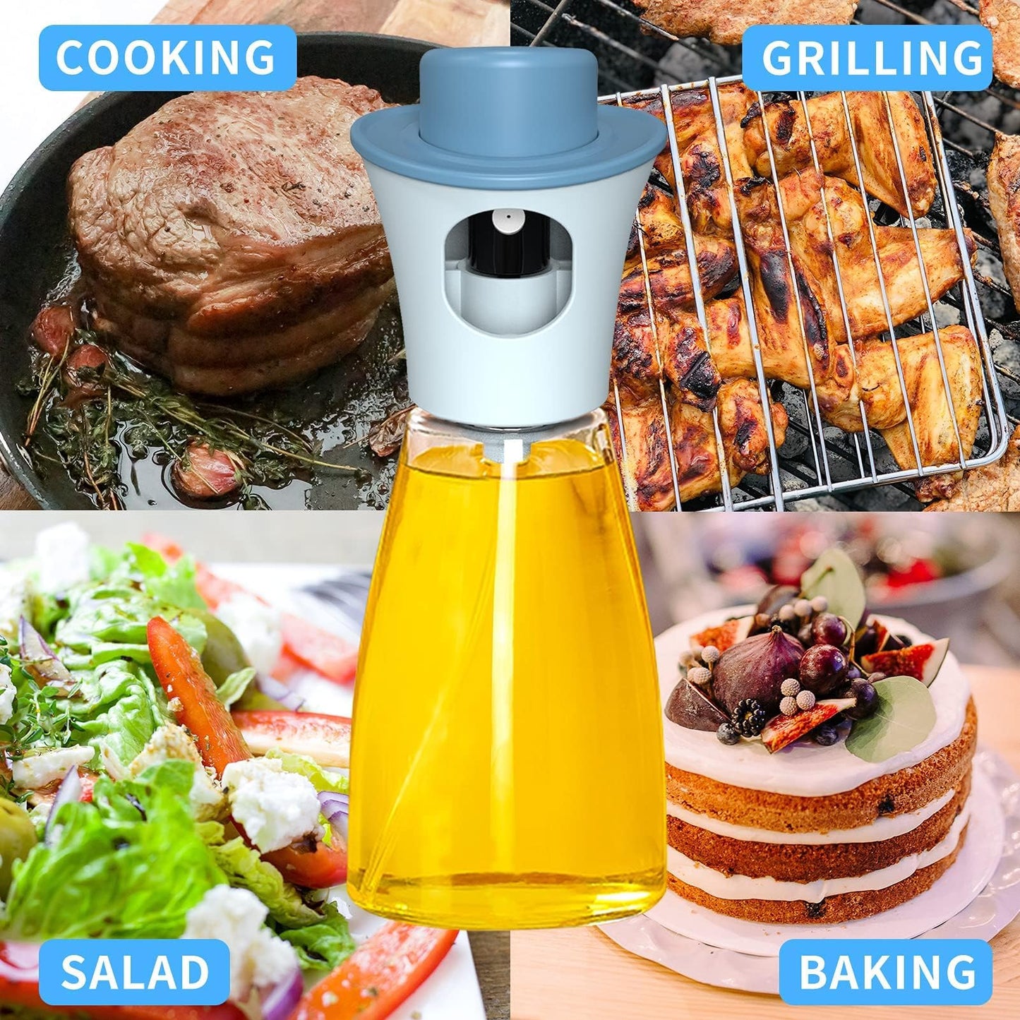 بخاخ زيت الزيتون للطهي، موزع زيت غذائي خالٍ من مادة BPA، زجاجة بخاخ للقلاية الهوائية، الخبز، التحميص، الشواء، وتتبيلة السلطة، 180 مل