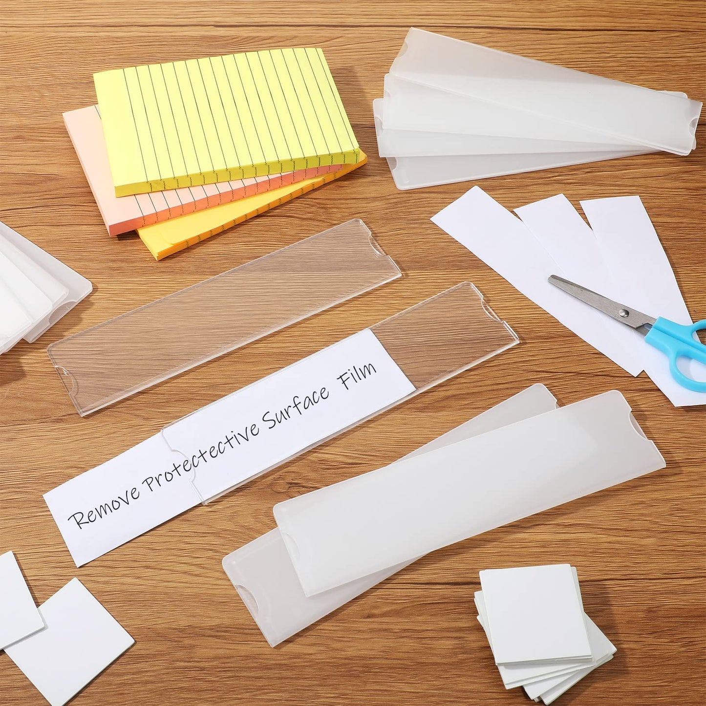 15 Pack Wall Mount Name Plate Holders, 20x5 CM Clear Acrylic Sign Frames with Adhesive Tape, Self-Stick Horizontal Nameplates for Office Doors, Businesses, and Homes