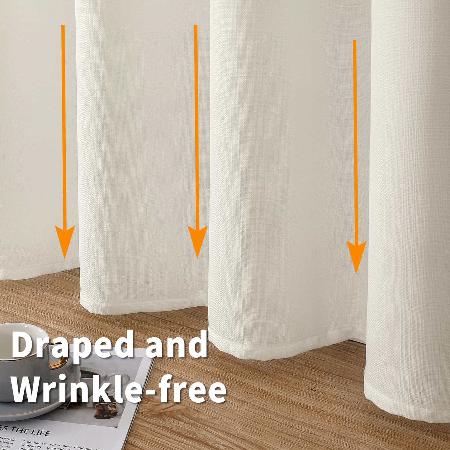Natural Linen Curtains -Semi Transparent Sheer -Soft And Durable Fabric -For Living Rooms And Bedroom Steel Grommets -Two Pieces