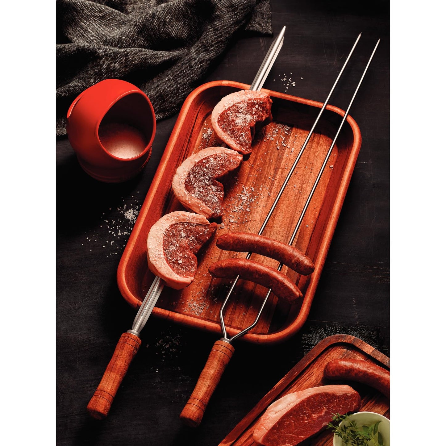 75 cm Barbecue Skewer – Stainless Steel Prong with Sturdy Wooden Handle – Rust-Resistant & Durable for Grilling Meat, Vegetables & BBQ Cooking