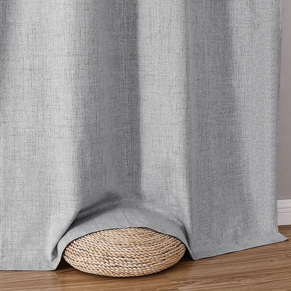Linen Blackout curtains - 100% Blackout - sun zero - Fully Darkness for Room - thermal insulated fabric - silver steel Grommets - 1 Piece