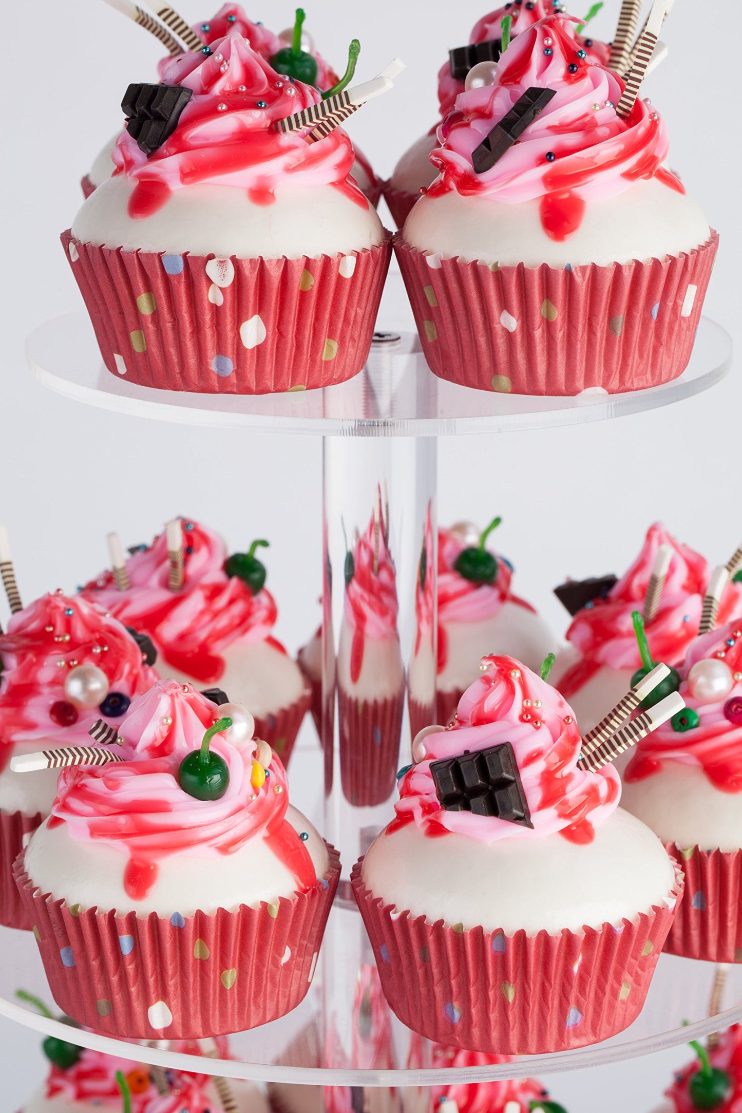 Round Acrylic Cupcake Stand, 4-Tier Premium Cupcake Holder, Tower Display for Pastries, Cake, Desserts, Ideal for Candy Bar, Party Decor, Weddings, Birthdays, Baby Showers and Events, Clear