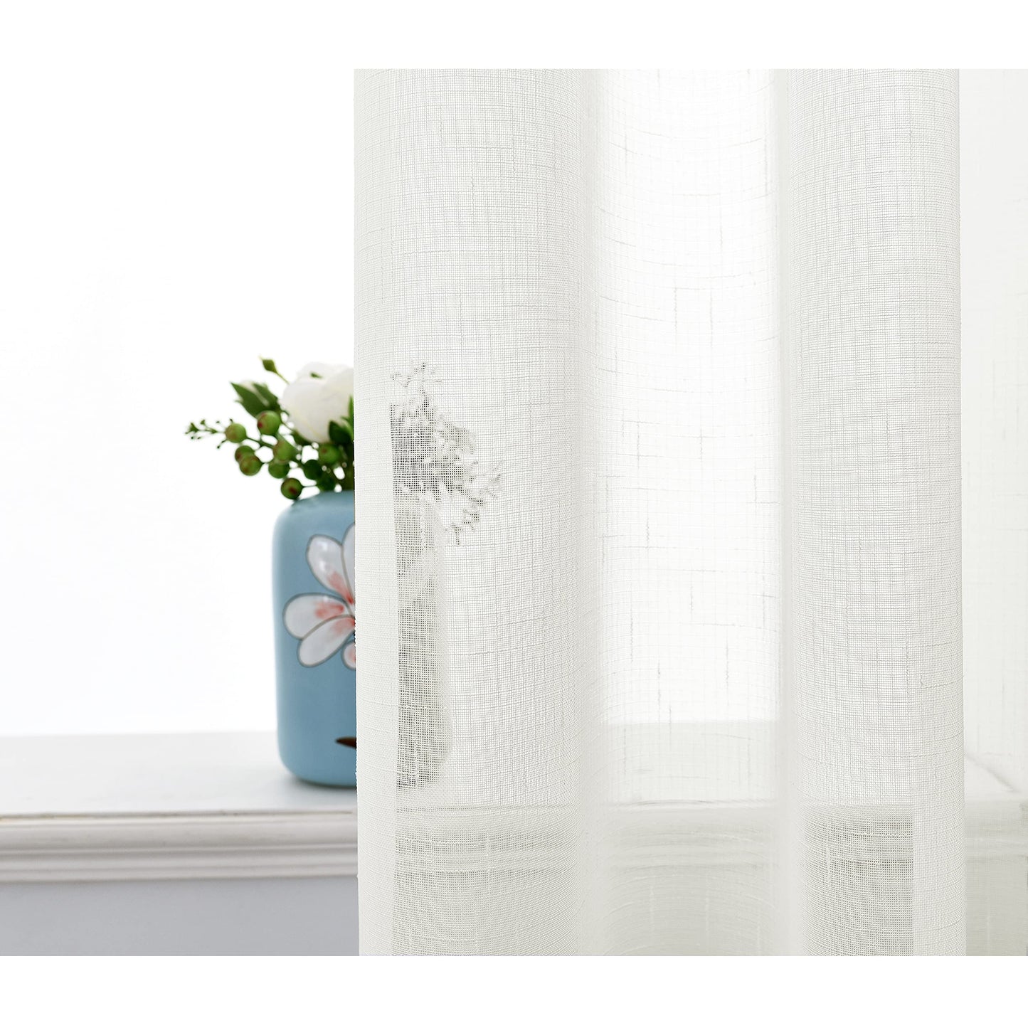 Curtains Natural Linen Light Filtering Curtains For Bed Rooms And Living Rooms - Steel Grommets - 1 Piece