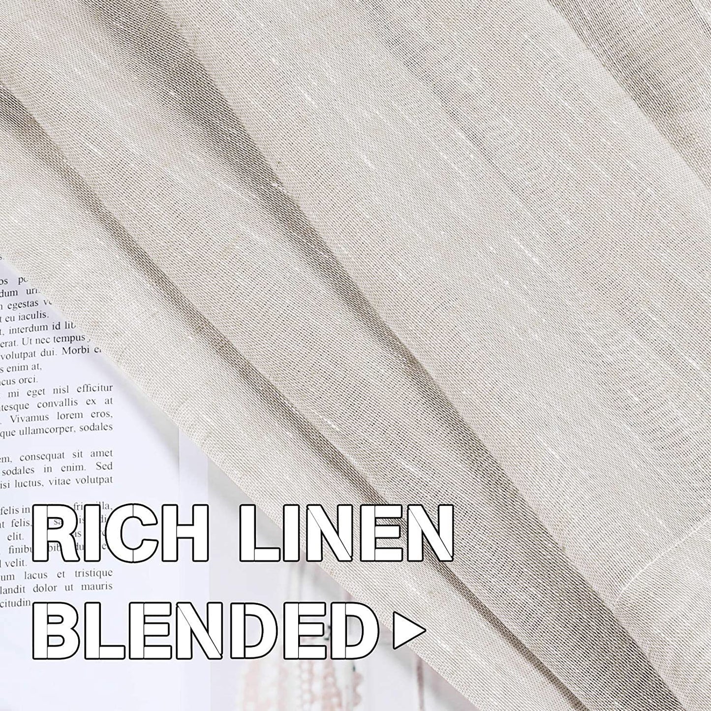 Semi-Transparent Natural Linen Curtains with Elegant Sheer Fabric and Steel Grommets - 1 Piece