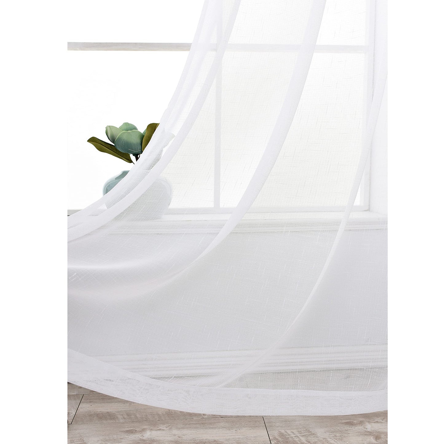 Curtains Natural Linen Light Filtering Curtains For Bed Rooms And Living Rooms - Steel Grommets - 1 Piece