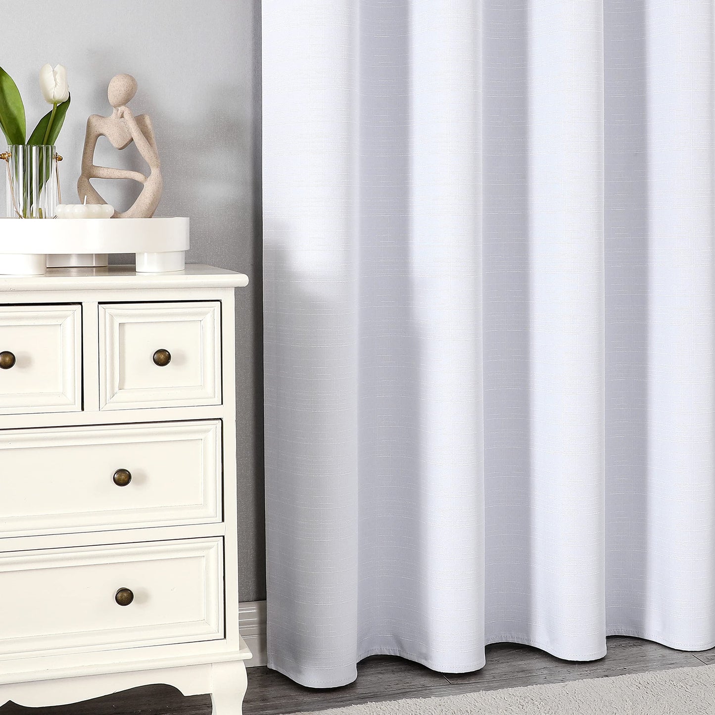 Linen 100% Blackout Curtains for Bedroom Living Room Thermal Insulated Fabric -Room Darkening -Steel Grommet Window Curtains -1 Piece