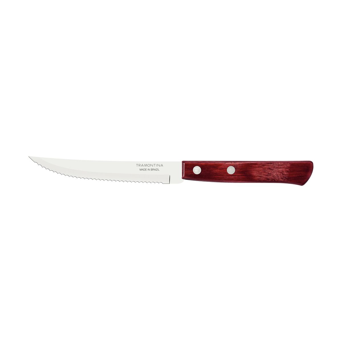 Steak Knife with Stainless-Steel Serrated Blade, Durable Treated Red Polywood Handle, Perfect for BBQ, Kitchen, and Dining, 5-Inch Blade
