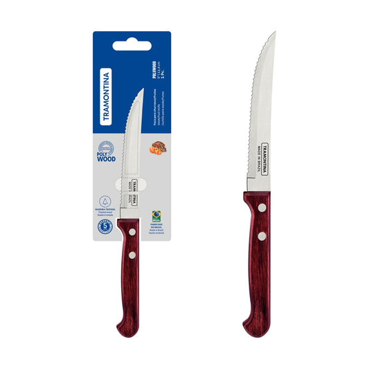 Polywood Steak and Fruit Knife, 5-Inch Stainless-Steel Blade, Durable Treated Red Wood Handle, Premium Quality Kitchen and Dining Tool, Sharp and Long-Lasting