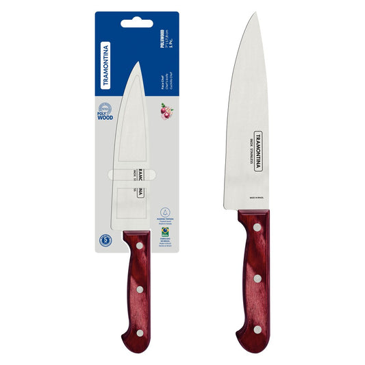 Chef’s Knife, Premium Stainless Steel Blade, Polywood Handle, 7-Inch Blade Length, Durable and Ergonomic, Red Handle, Professional Kitchen Knife